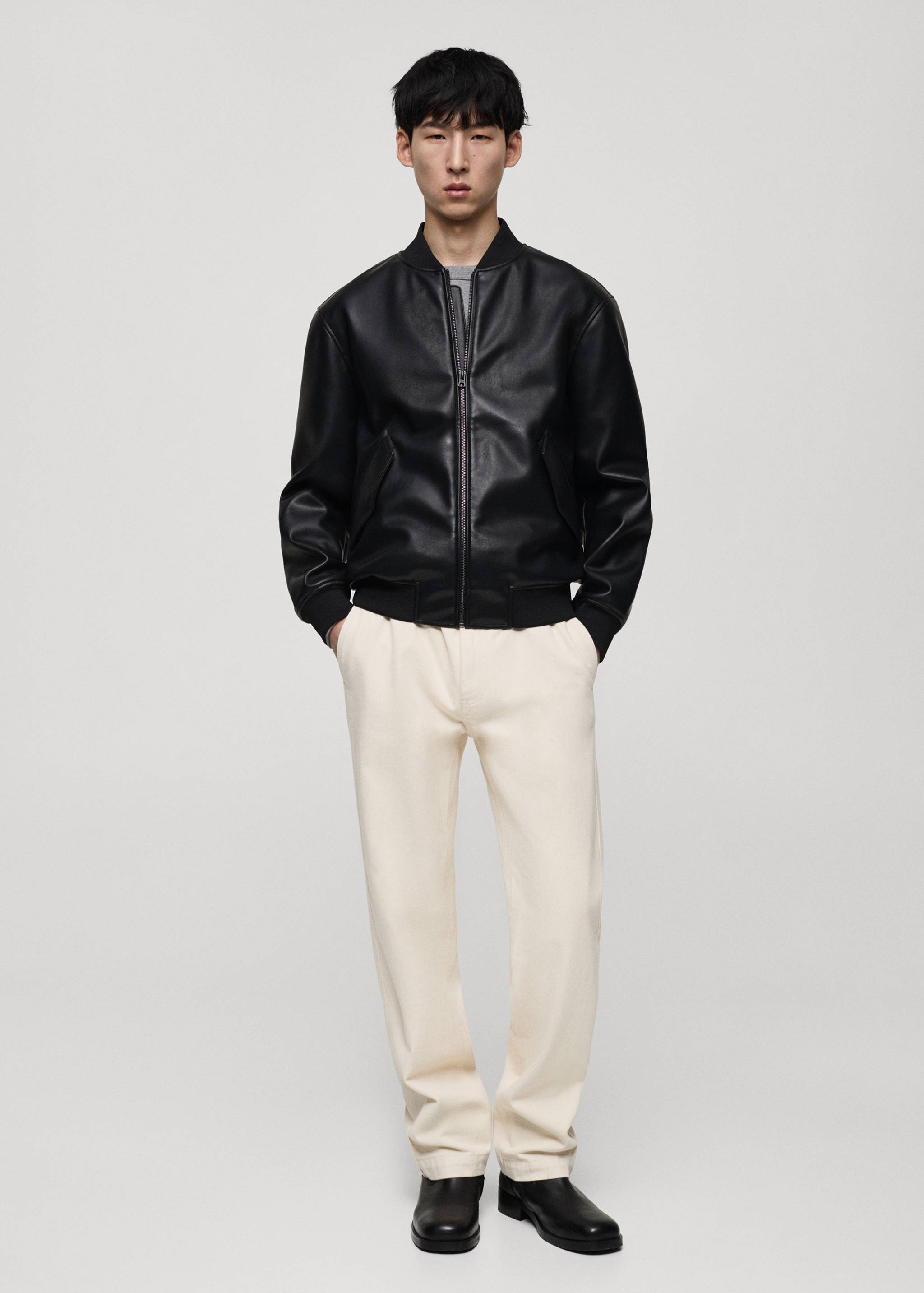 Faux-leather bomber jacket - General plane