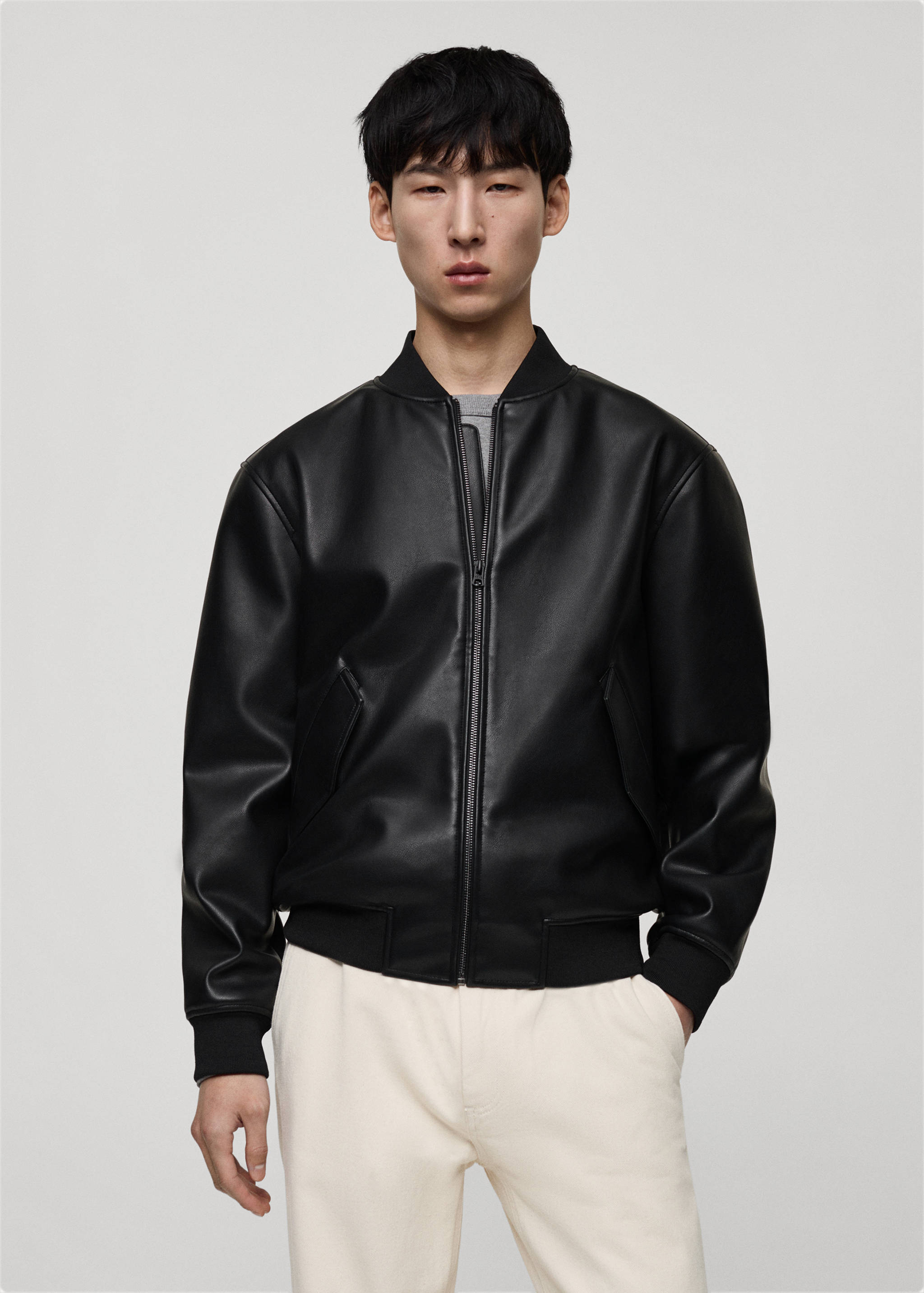 Faux-leather bomber jacket - Medium plane