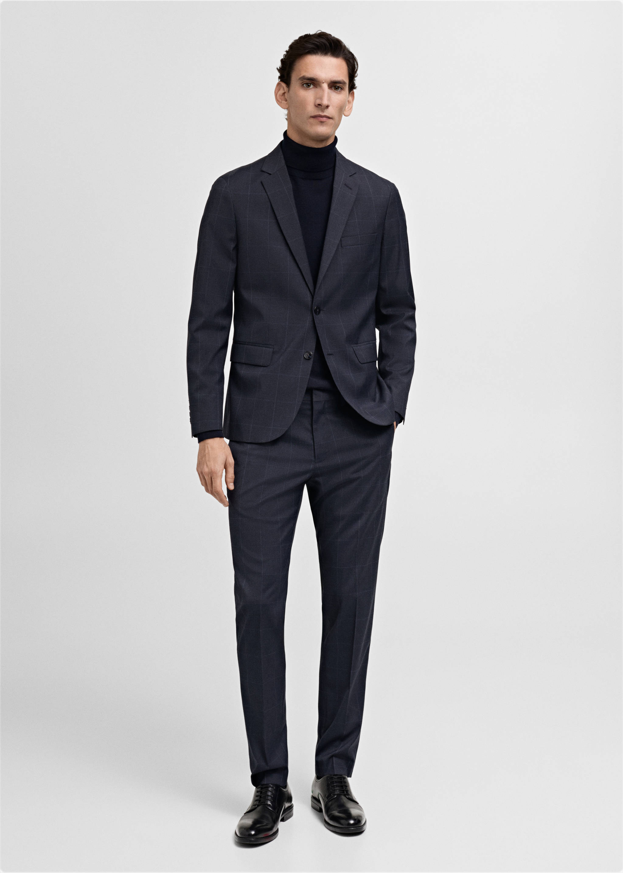 Super Slim Fit-Anzughose aus Stretchstoff - Allgemeine Ansicht, Dunkles Marineblau. Ref: 87000591-00.