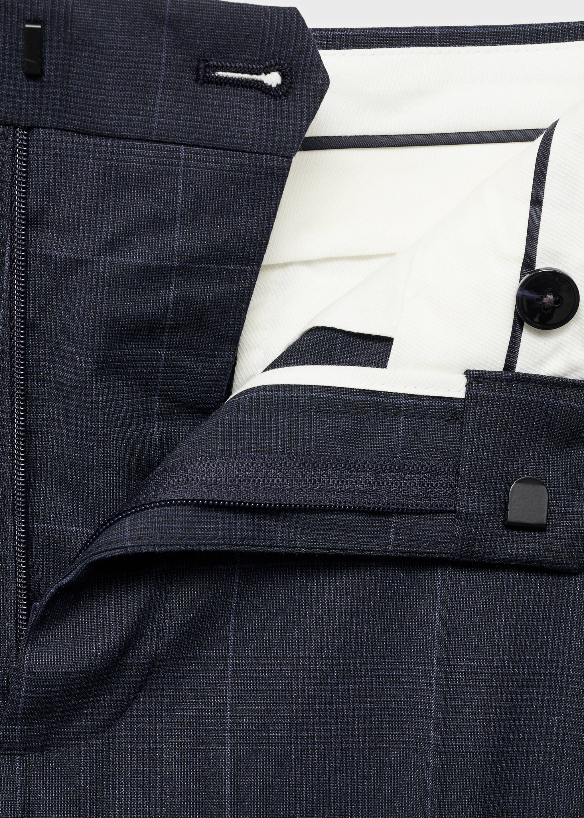 Super Slim Fit-Anzughose aus Stretchstoff - Detail des Artikels 0, Dunkles Marineblau. Ref: 87000591-00.