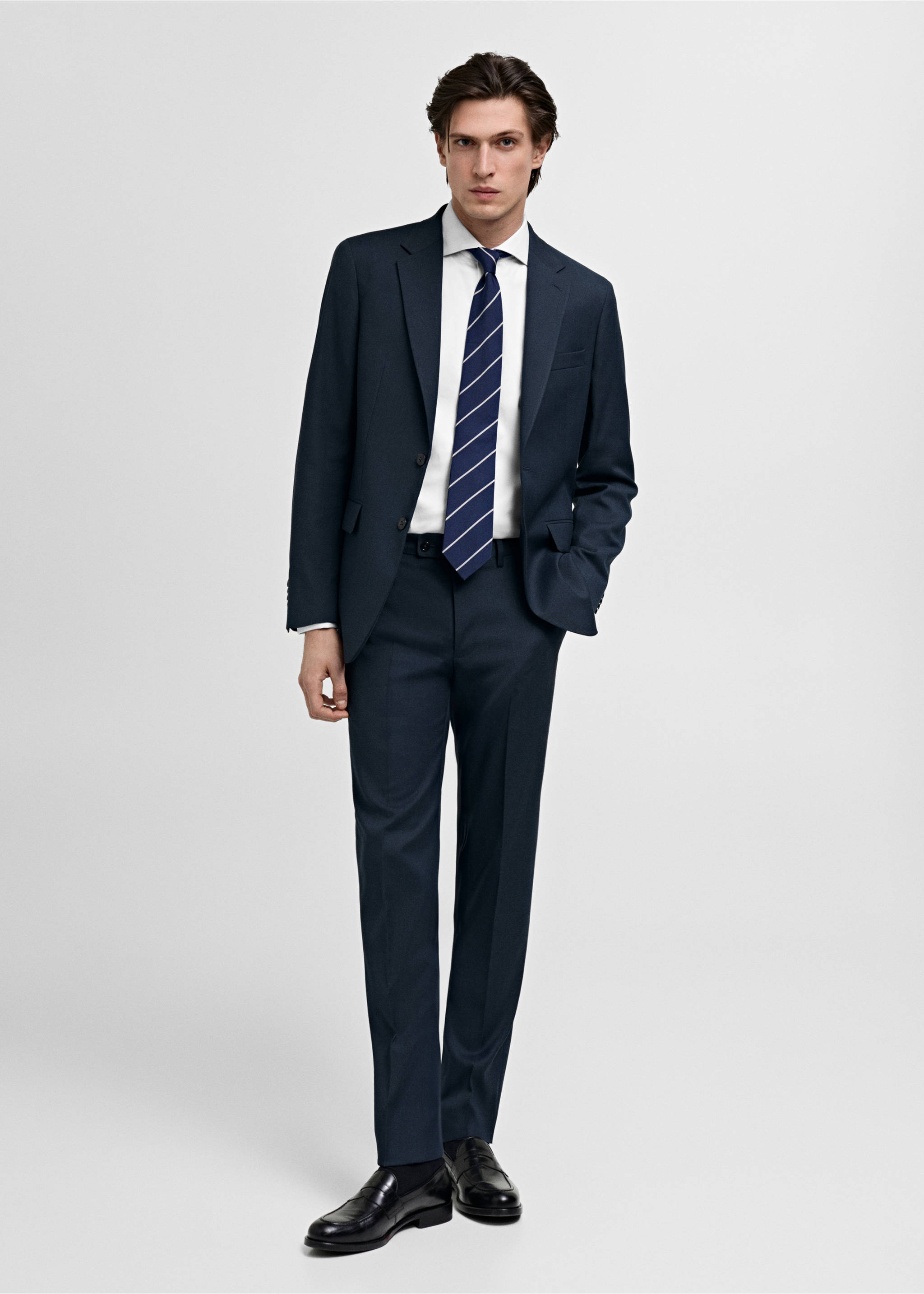 Milan slim-fit suit trousers - General plane, Dark Navy. Ref: 87000593-00.
