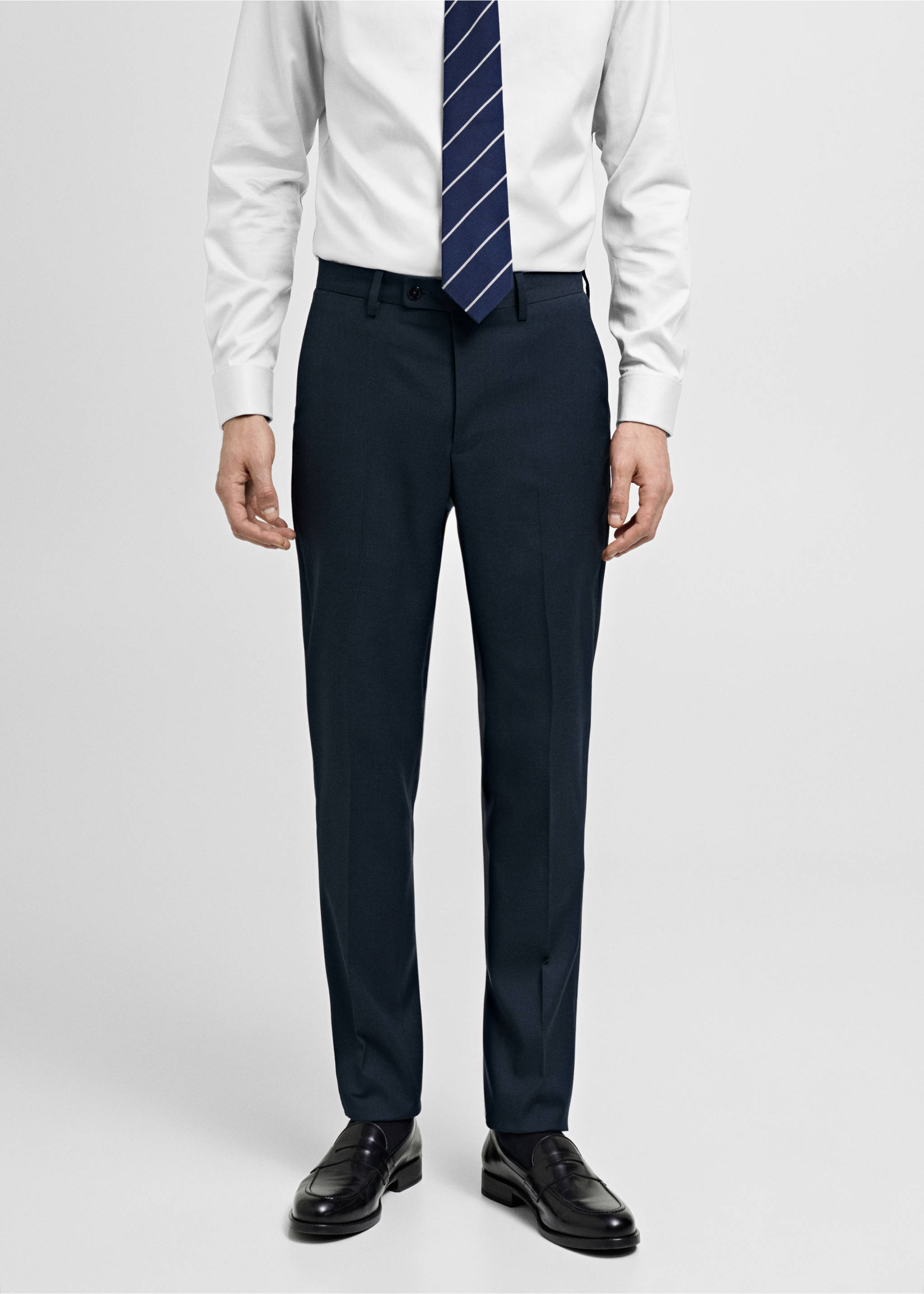 Milan slim-fit suit trousers - Medium plane, Dark Navy. Ref: 87000593-00.