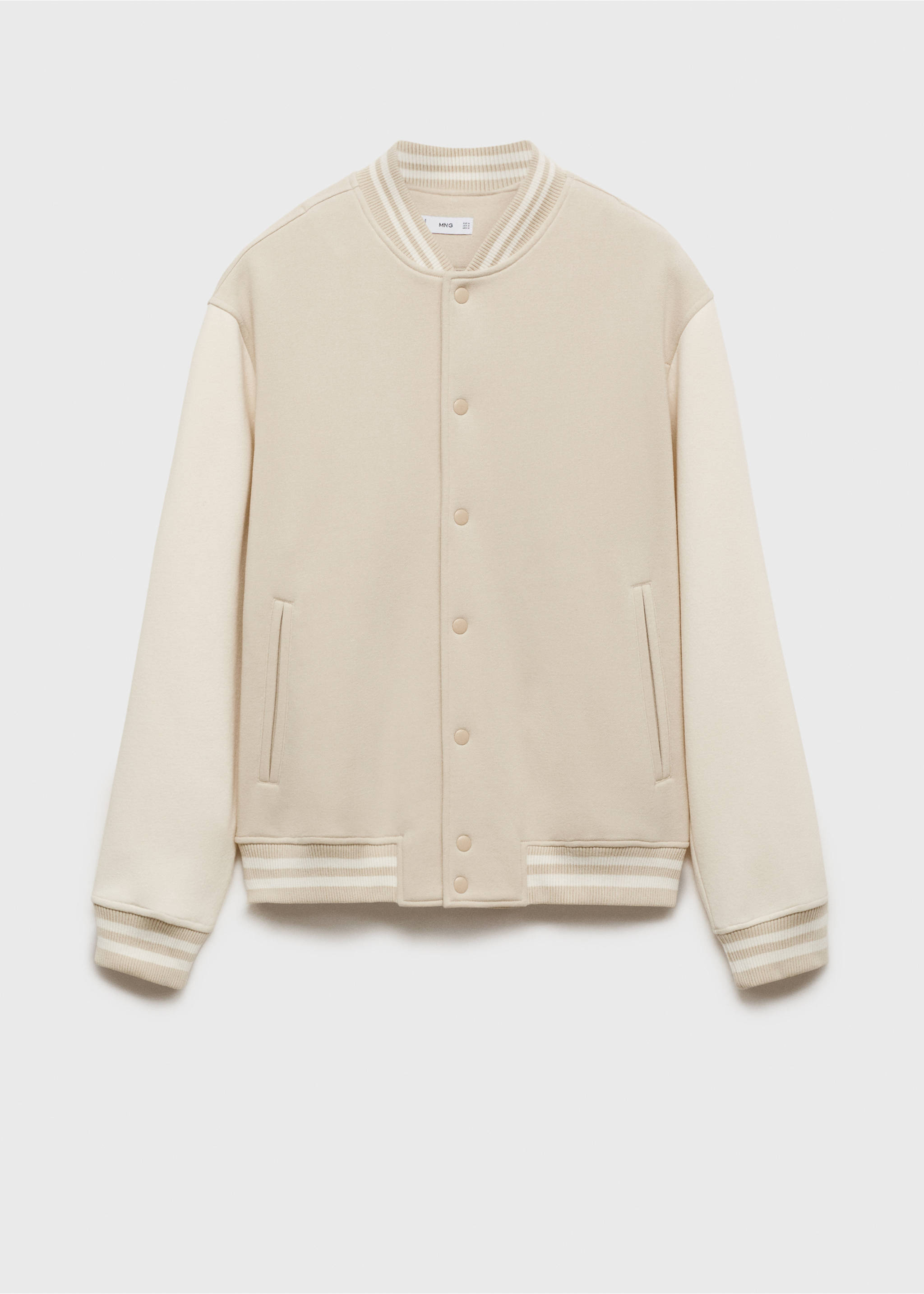 Contrasting cotton bomber jacket - Article without model, Beige. Ref: 87000598-00.