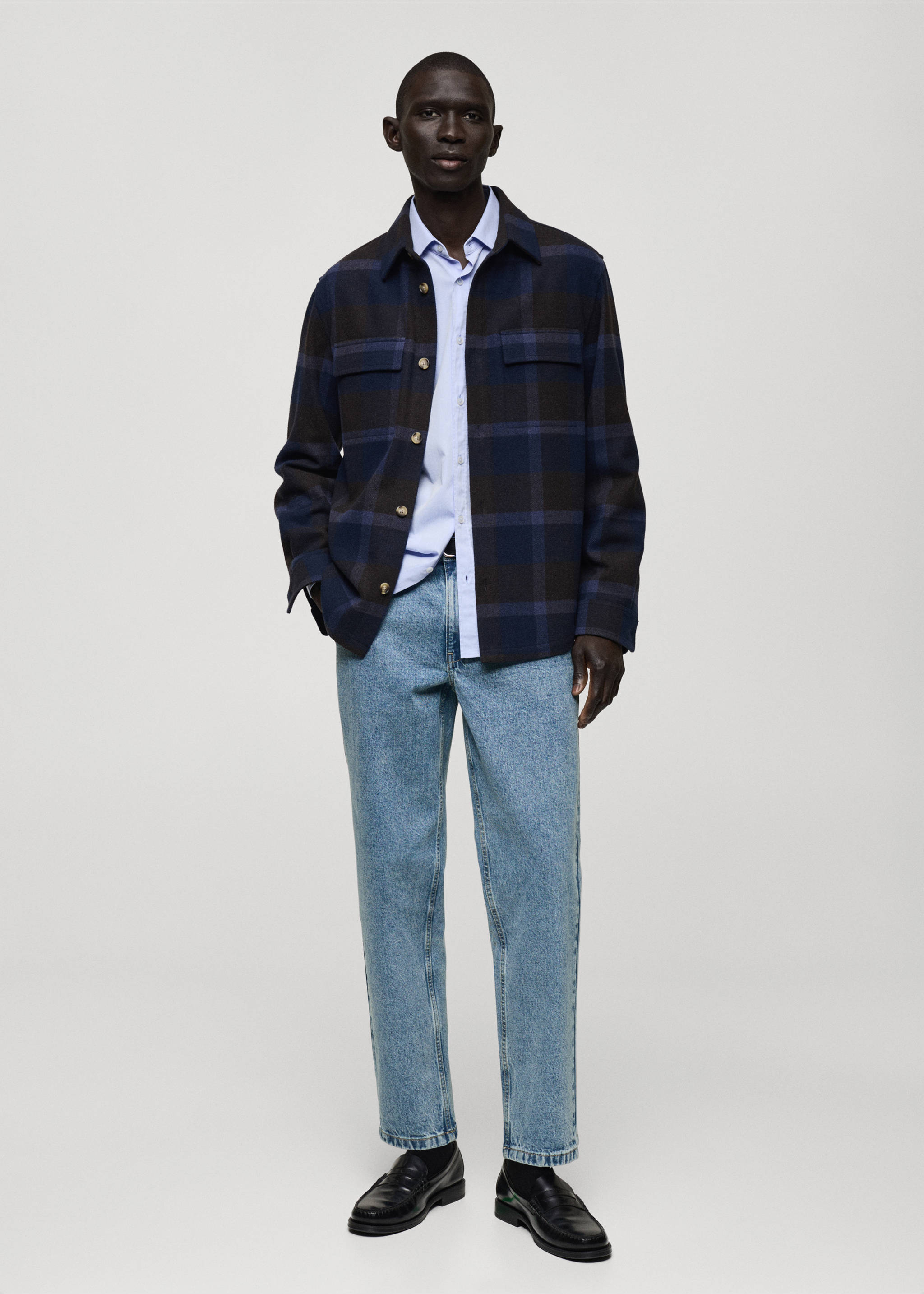 Worn effect straight fit jeans - General plane, Medium Blue. Ref: 87000599-00.