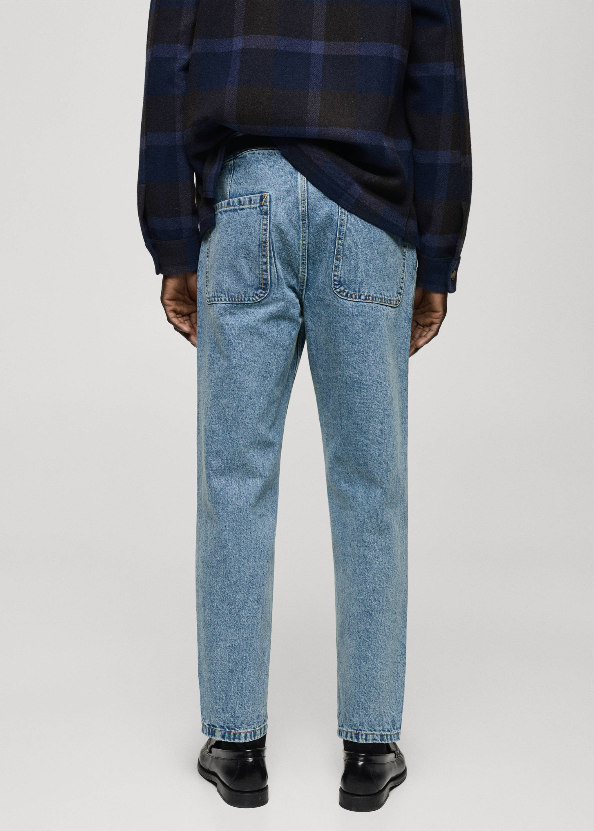 Worn effect straight fit jeans - Reverse of the article, Medium Blue. Ref: 87000599-00.