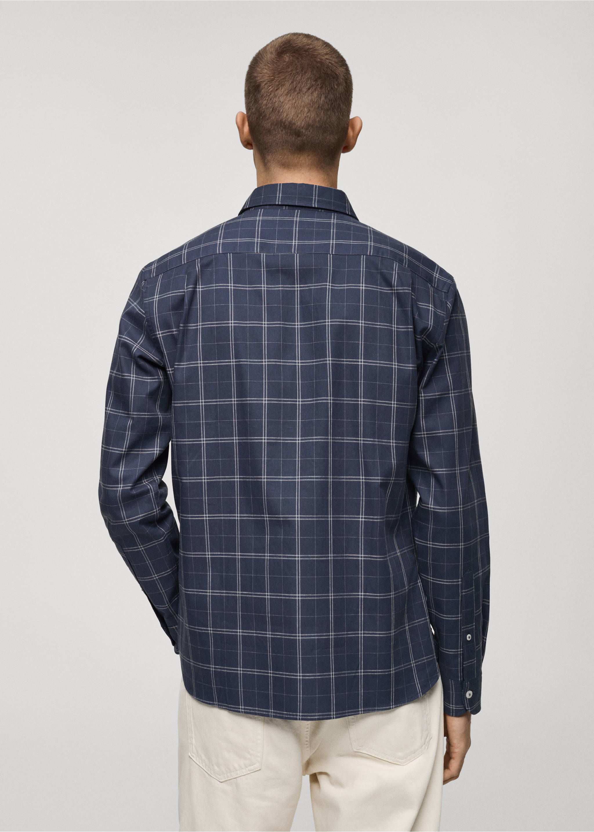 Regular fit check cotton shirt - Reverse of the article, Dark Navy. Ref: 87000600-00.