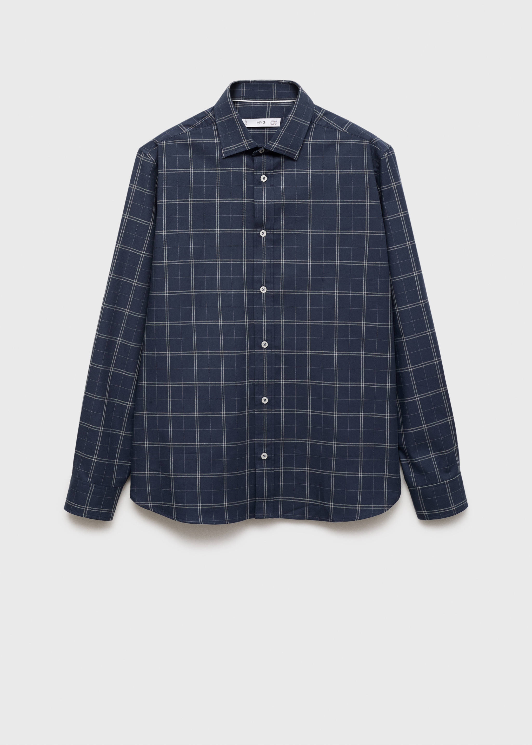 Regular fit check cotton shirt - Article without model, Dark Navy. Ref: 87000600-00.