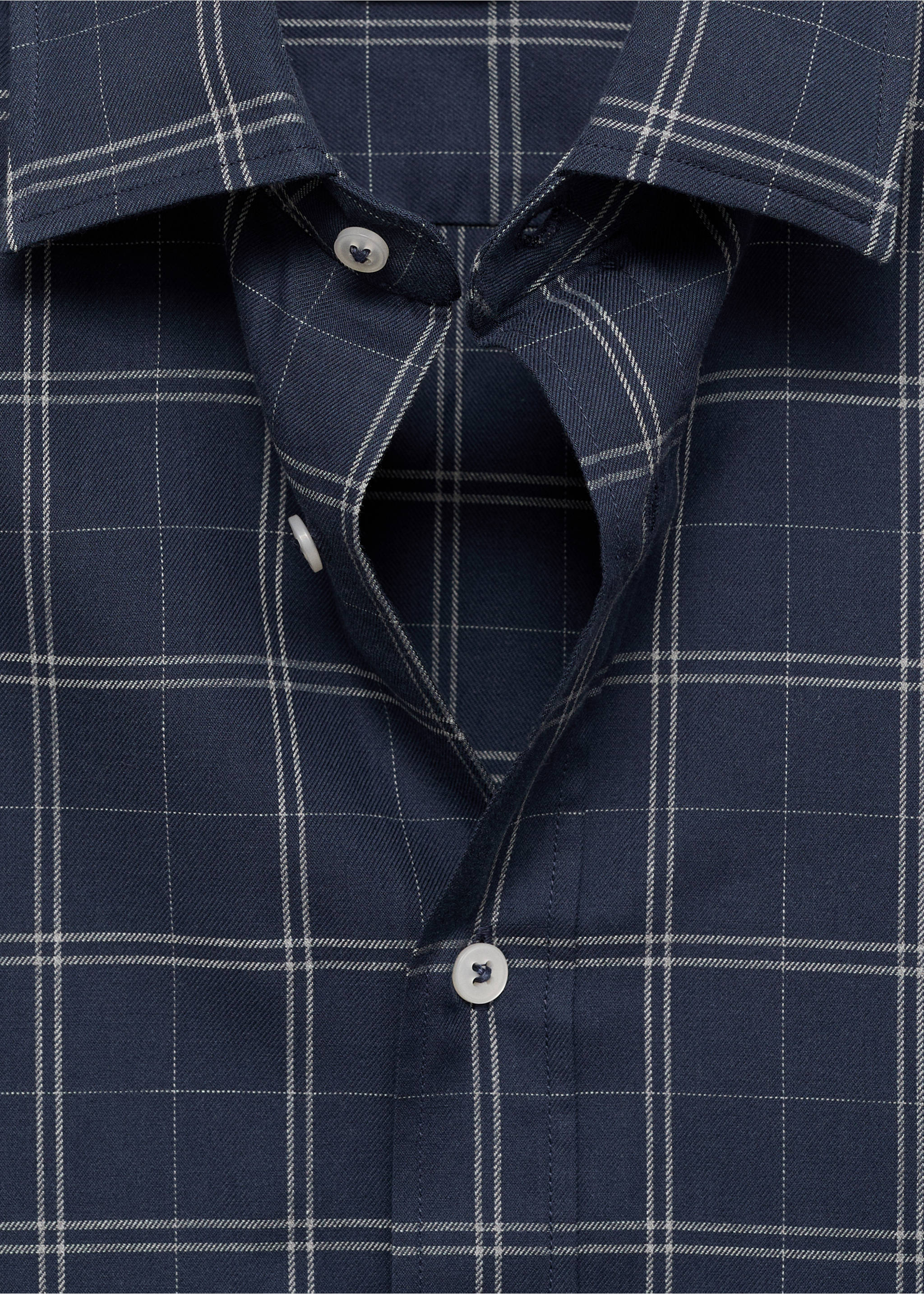 Regular fit check cotton shirt - Details of the article 8, Dark Navy. Ref: 87000600-00.