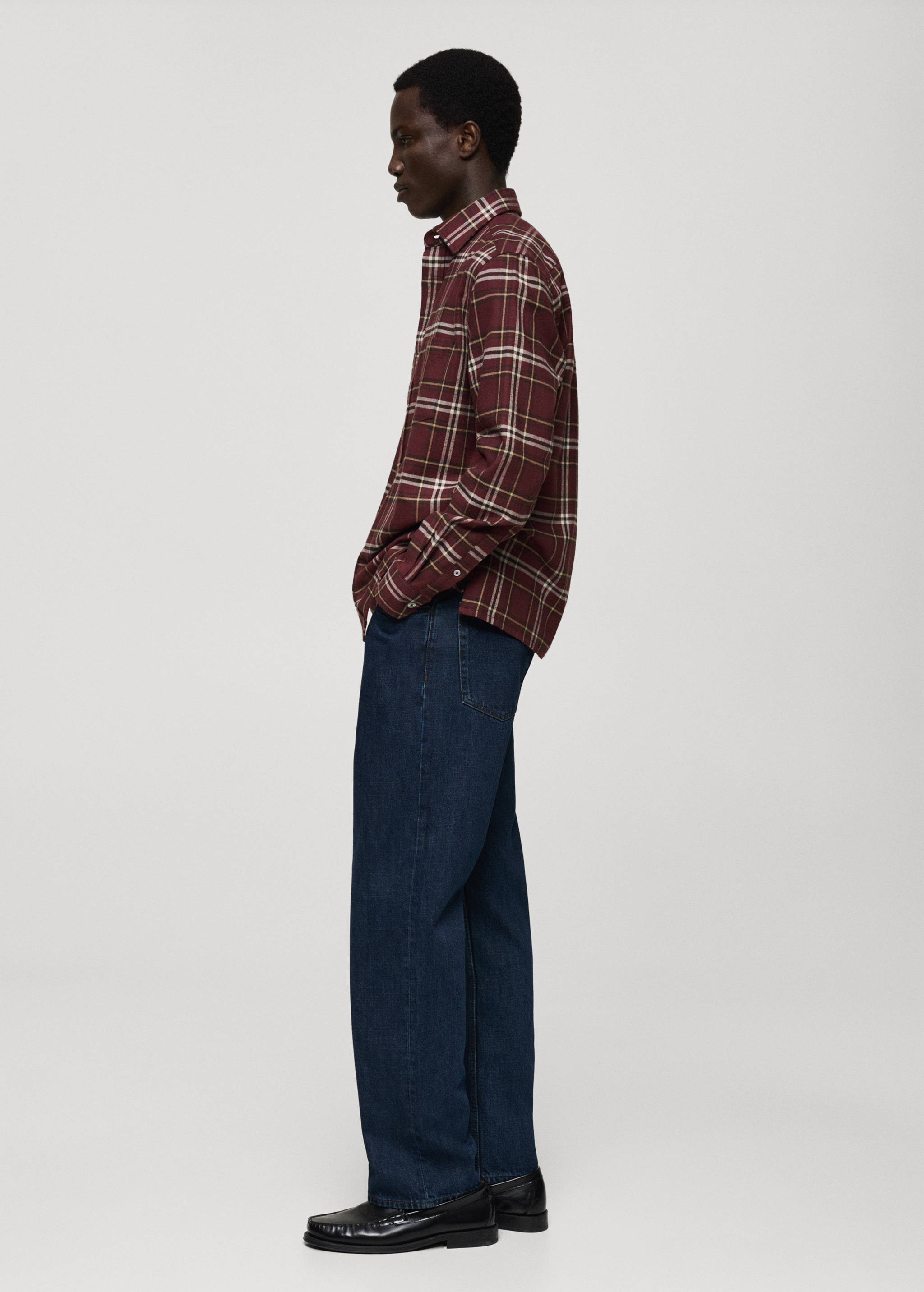 100% cotton flannel checkered shirt - Details of the article 2