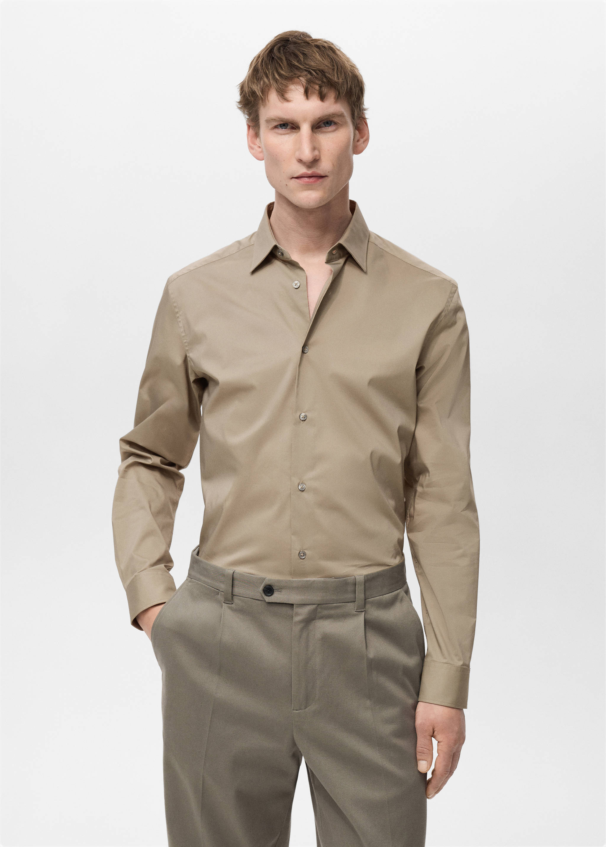 Regular-fit stretch cotton shirt - Medium plane