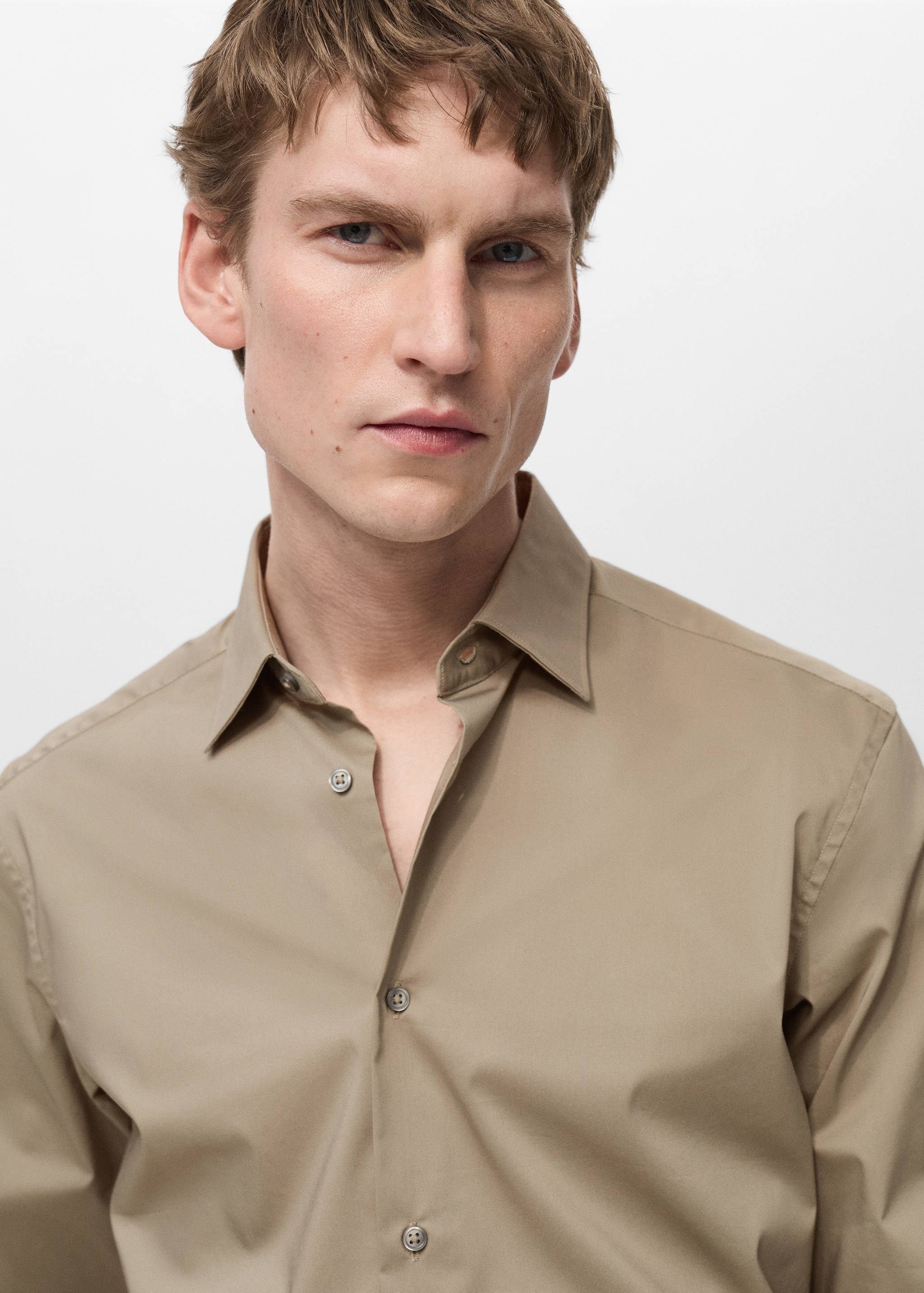 Regular-fit stretch cotton shirt - Details of the article 1