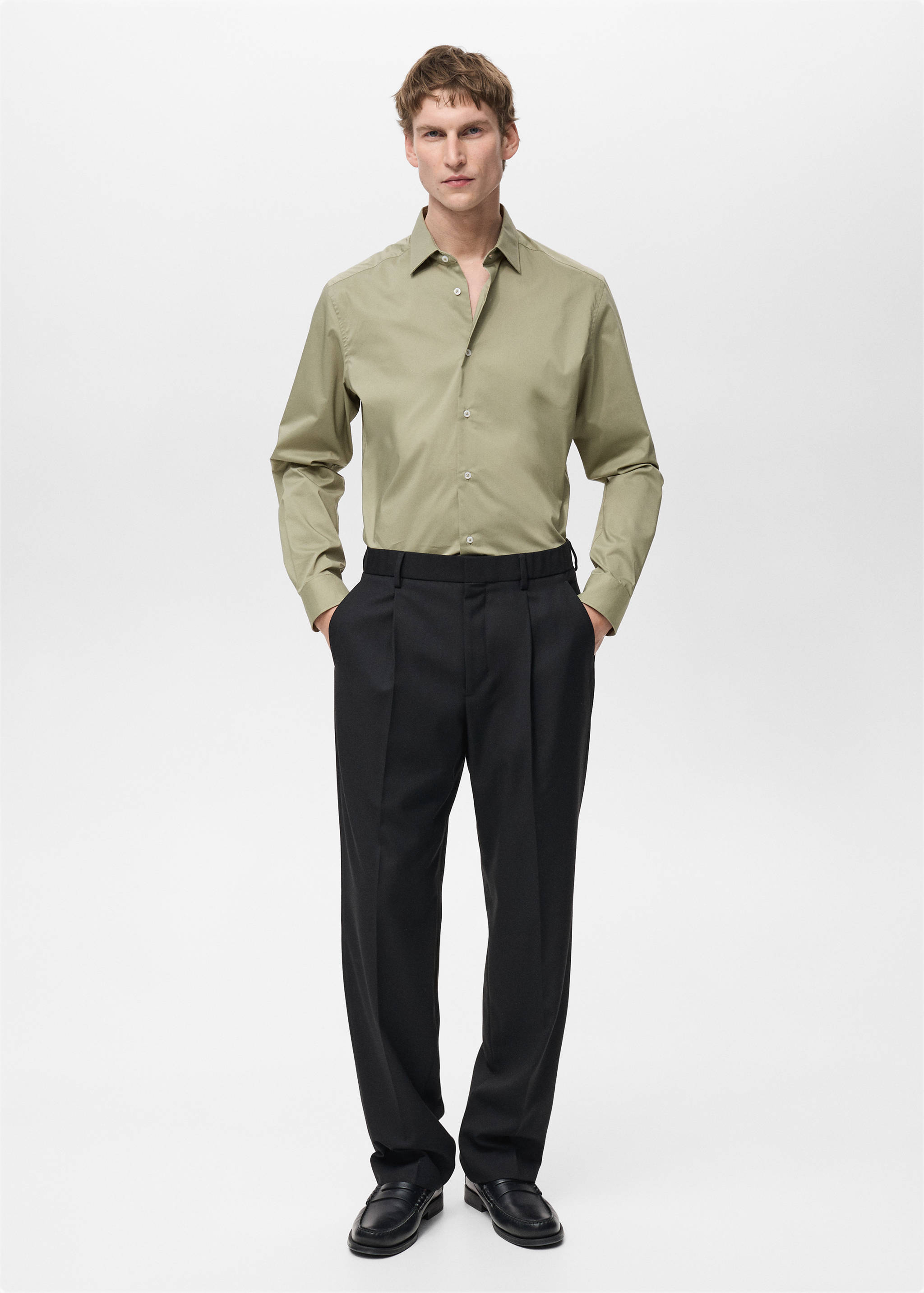 Regular-fit stretch cotton shirt - General plane