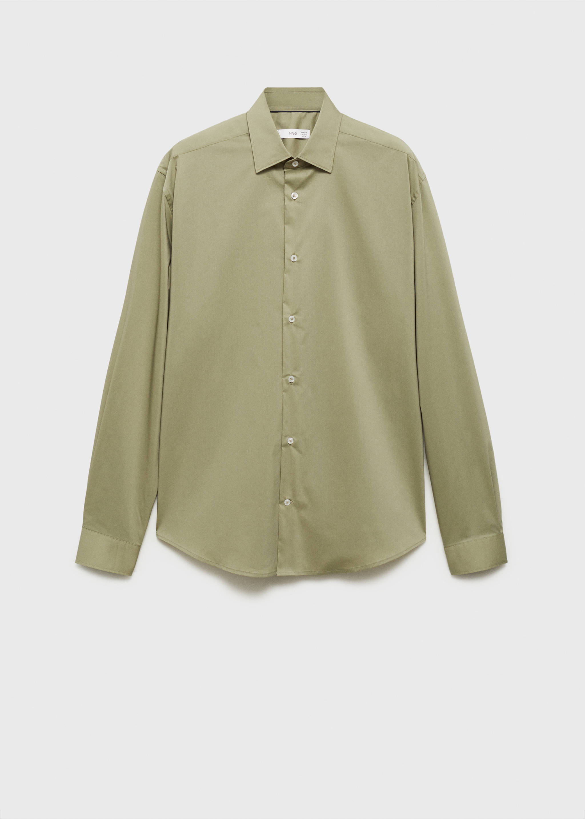Regular-fit stretch cotton shirt - Article without model, Green. Ref: 87000602-00.