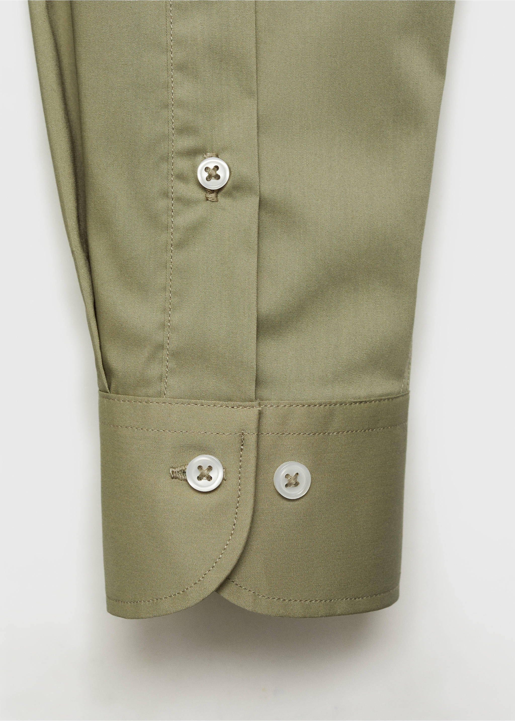 Regular-fit stretch cotton shirt - Details of the article 0, Green. Ref: 87000602-00.
