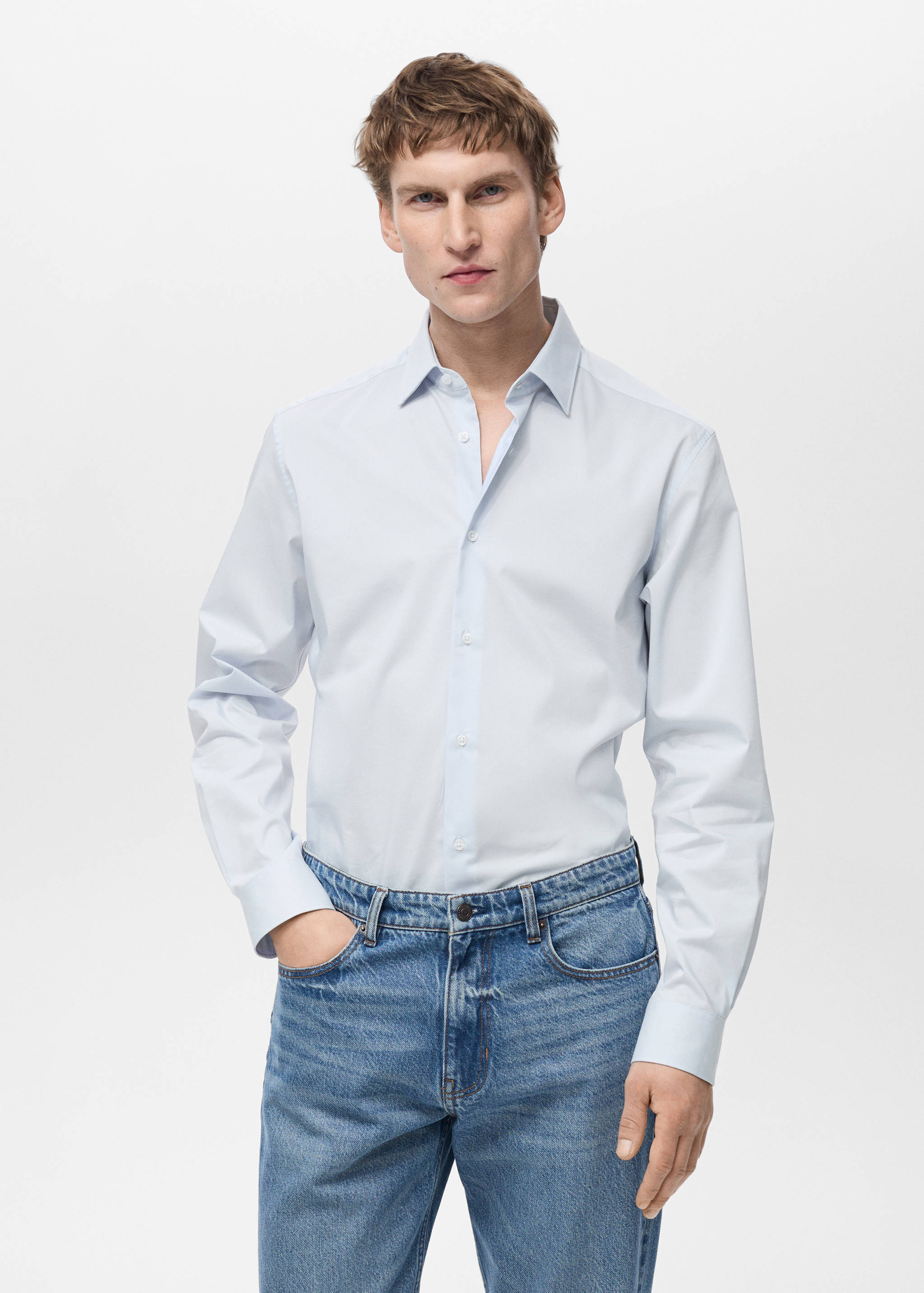 Regular-fit stretch cotton shirt - Medium plane