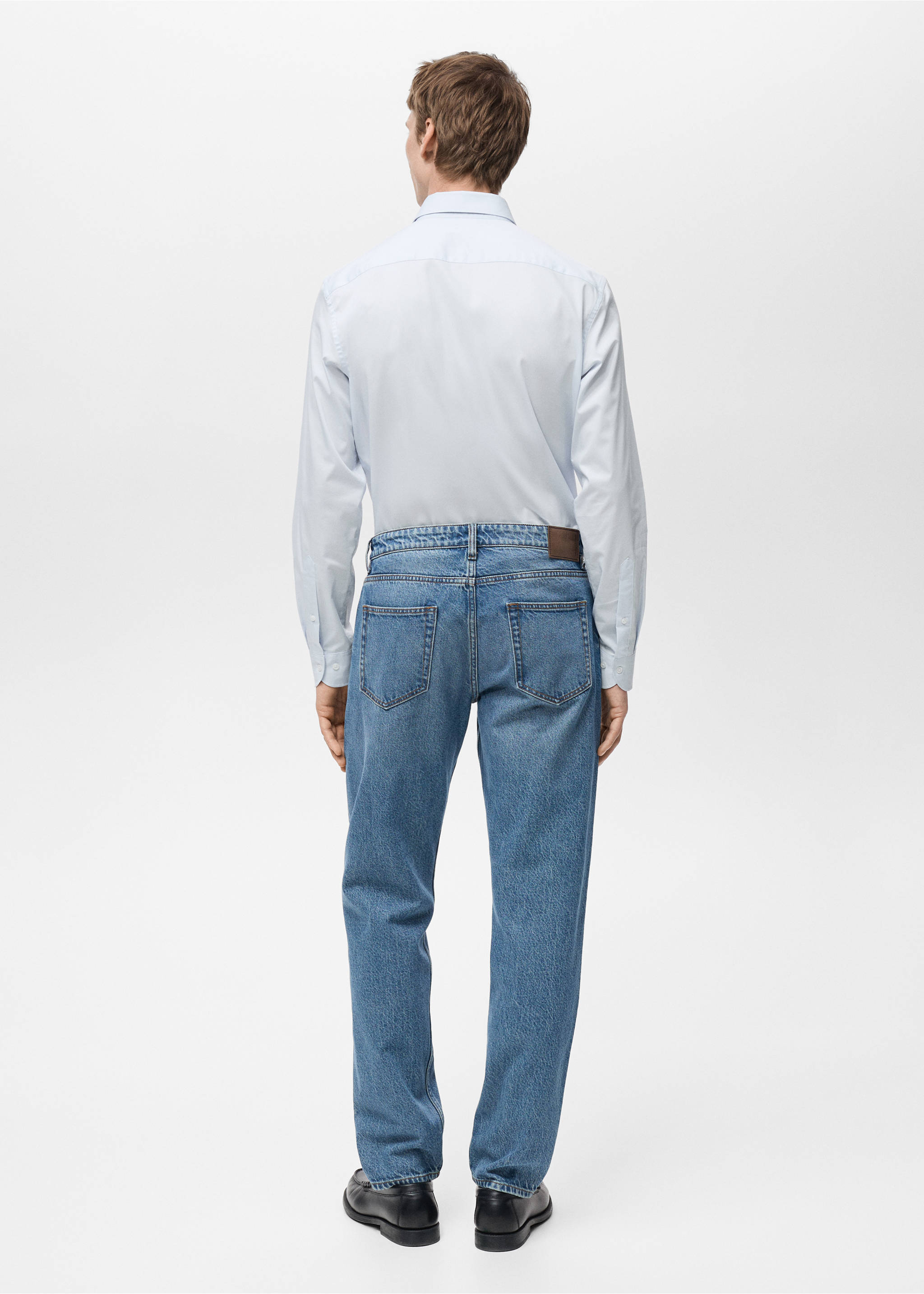 Regular Fit-Hemd aus Stretch-Baumwolle - Rückseite des Artikels, Himmelblau. Ref: 87000602-00.