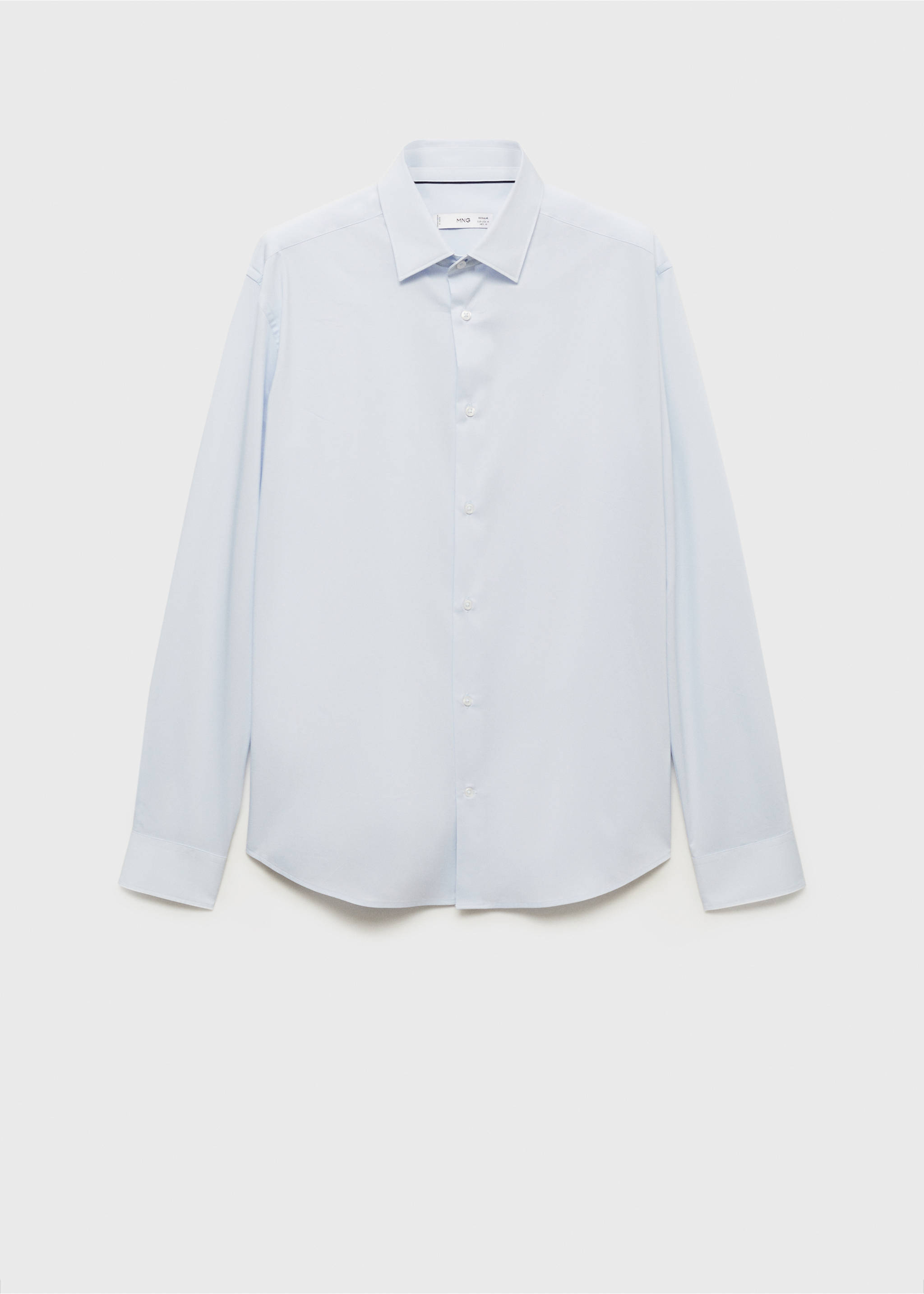 Regular-fit stretch cotton shirt - Article without model, Sky Blue. Ref: 87000602-00.