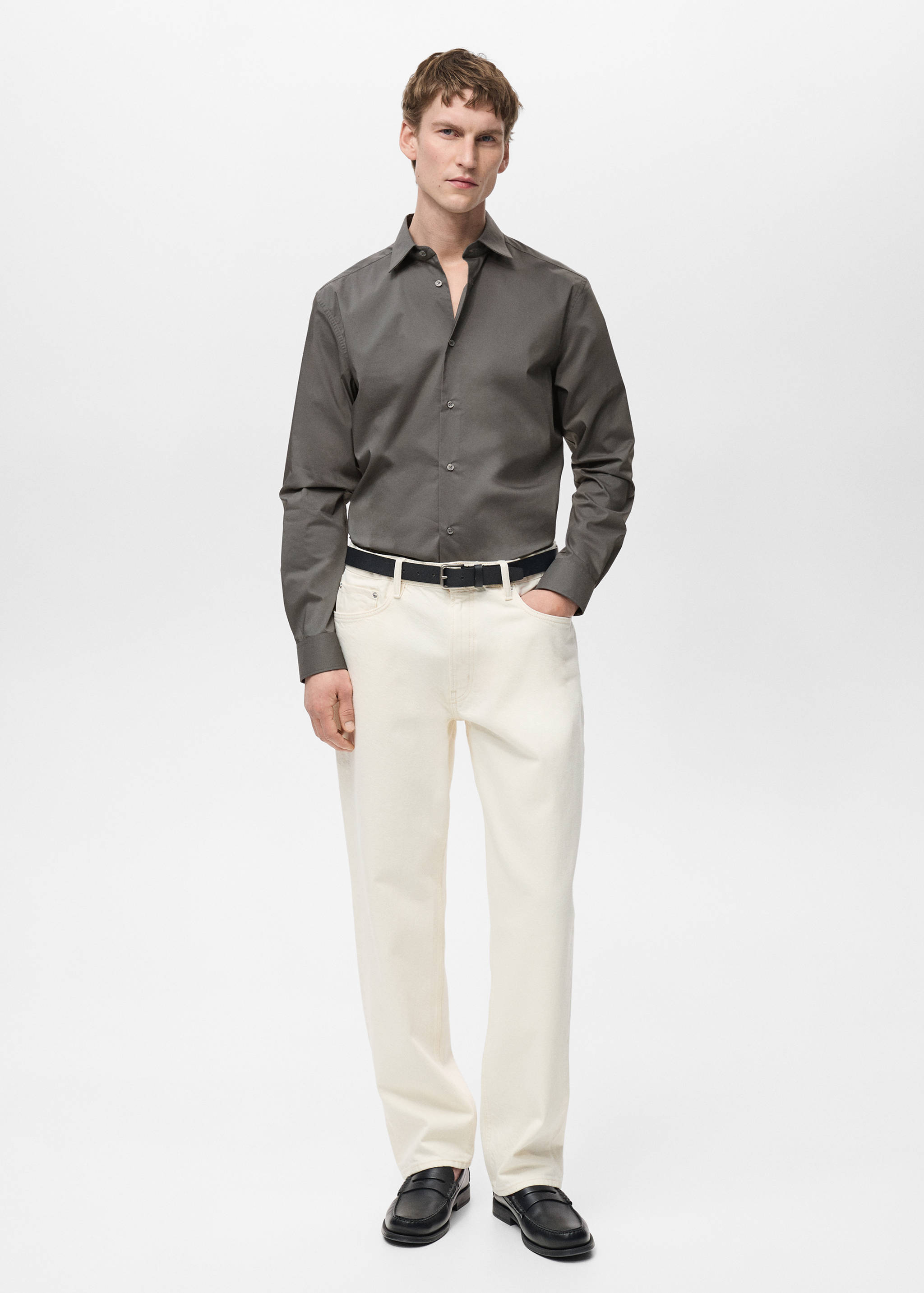 Regular-fit stretch cotton shirt - General plane
