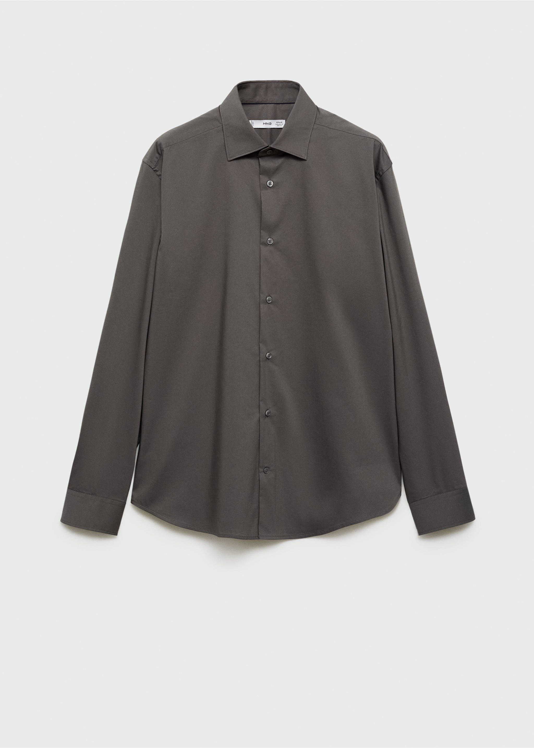 Regular-fit stretch cotton shirt - Article without model, Grey. Ref: 87000602-00.