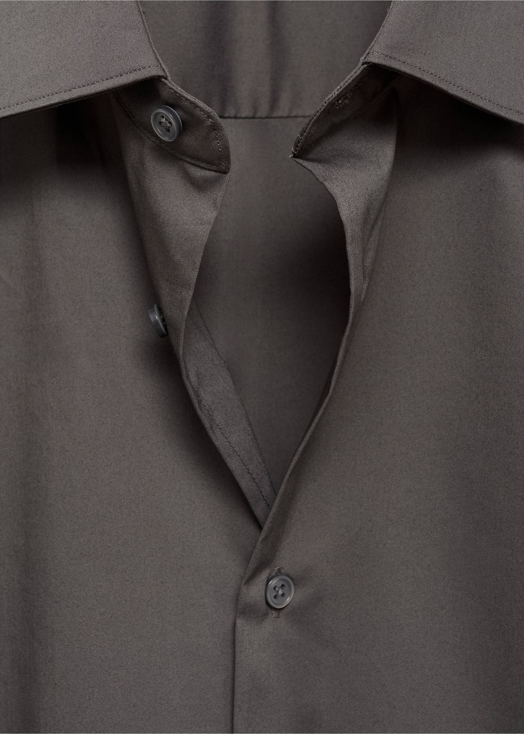 Regular-fit stretch cotton shirt - Details of the article 8, Grey. Ref: 87000602-00.