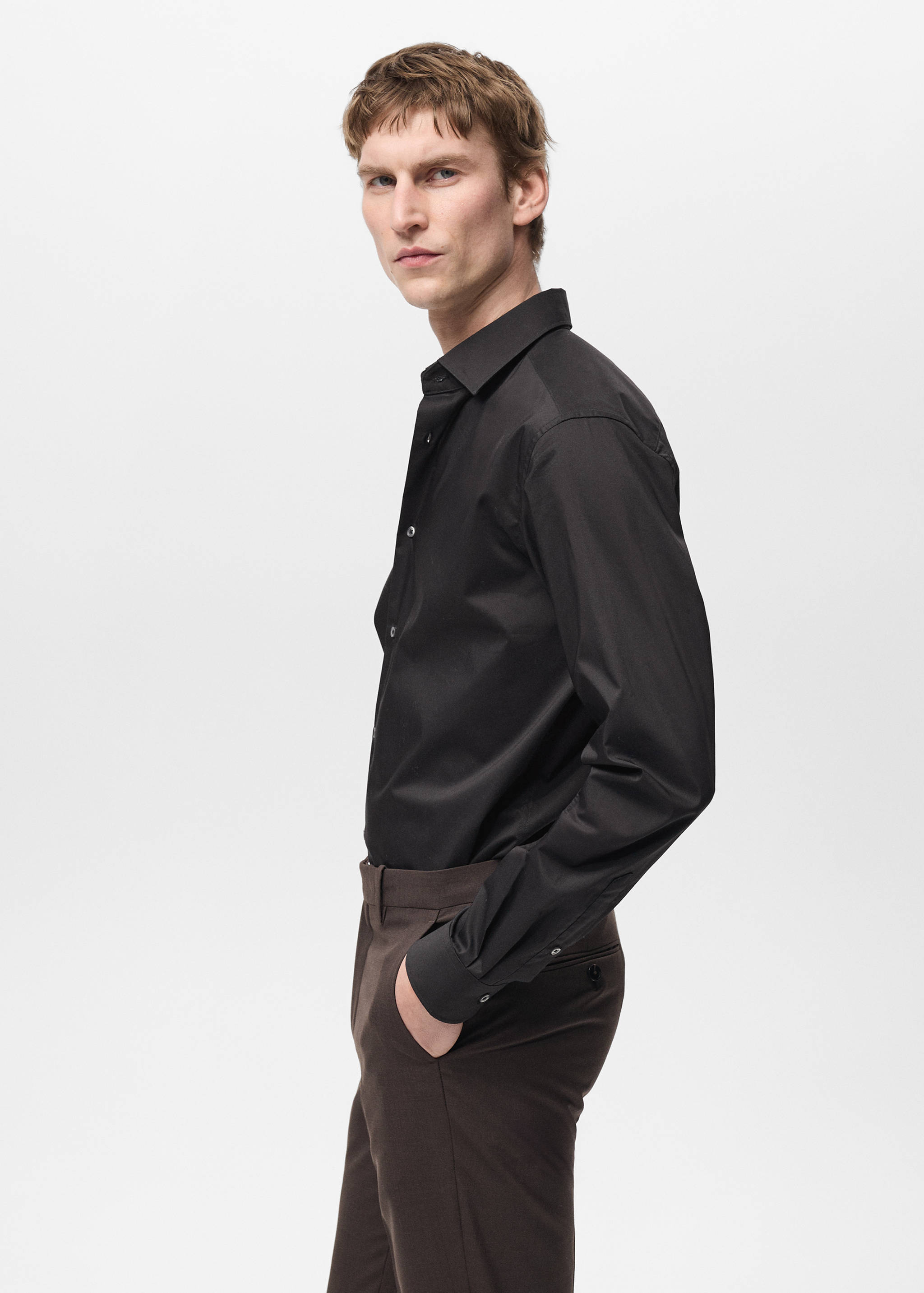 Regular-fit stretch cotton shirt - Details of the article 2