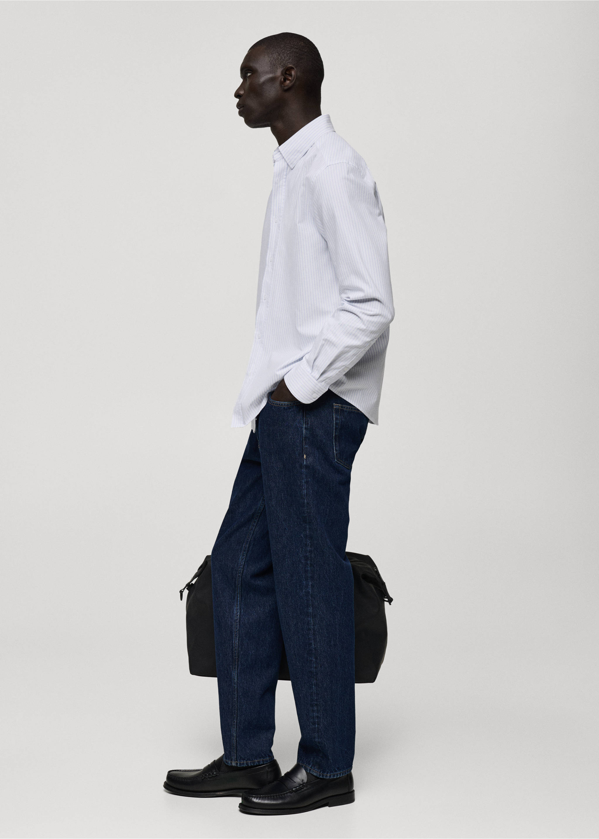 100% cotton striped shirt - Details of the article 2, White. Ref: 87000603-00.