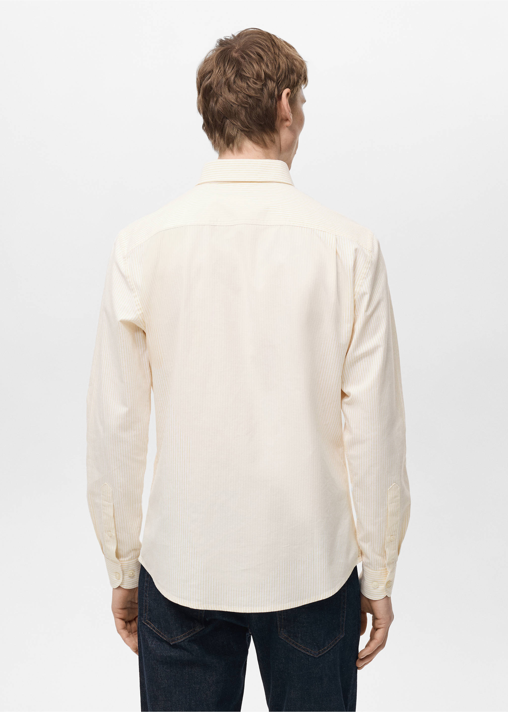 Camisa 100% algodón rayas - Reverso del artículo, Amarillo. Ref: 87000603-00.