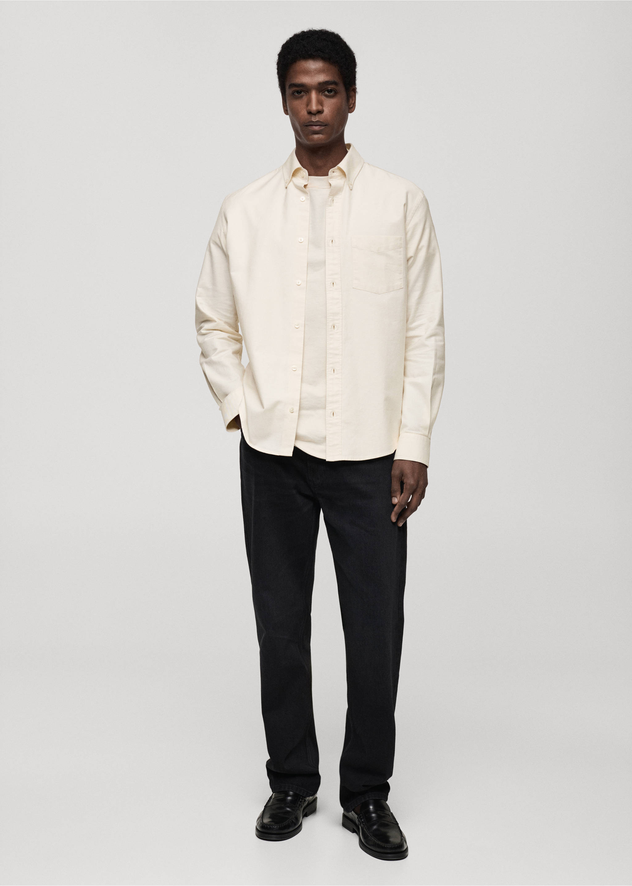 100% cotton Oxford shirt - General plane, Ecru. Ref: 87000604-00.