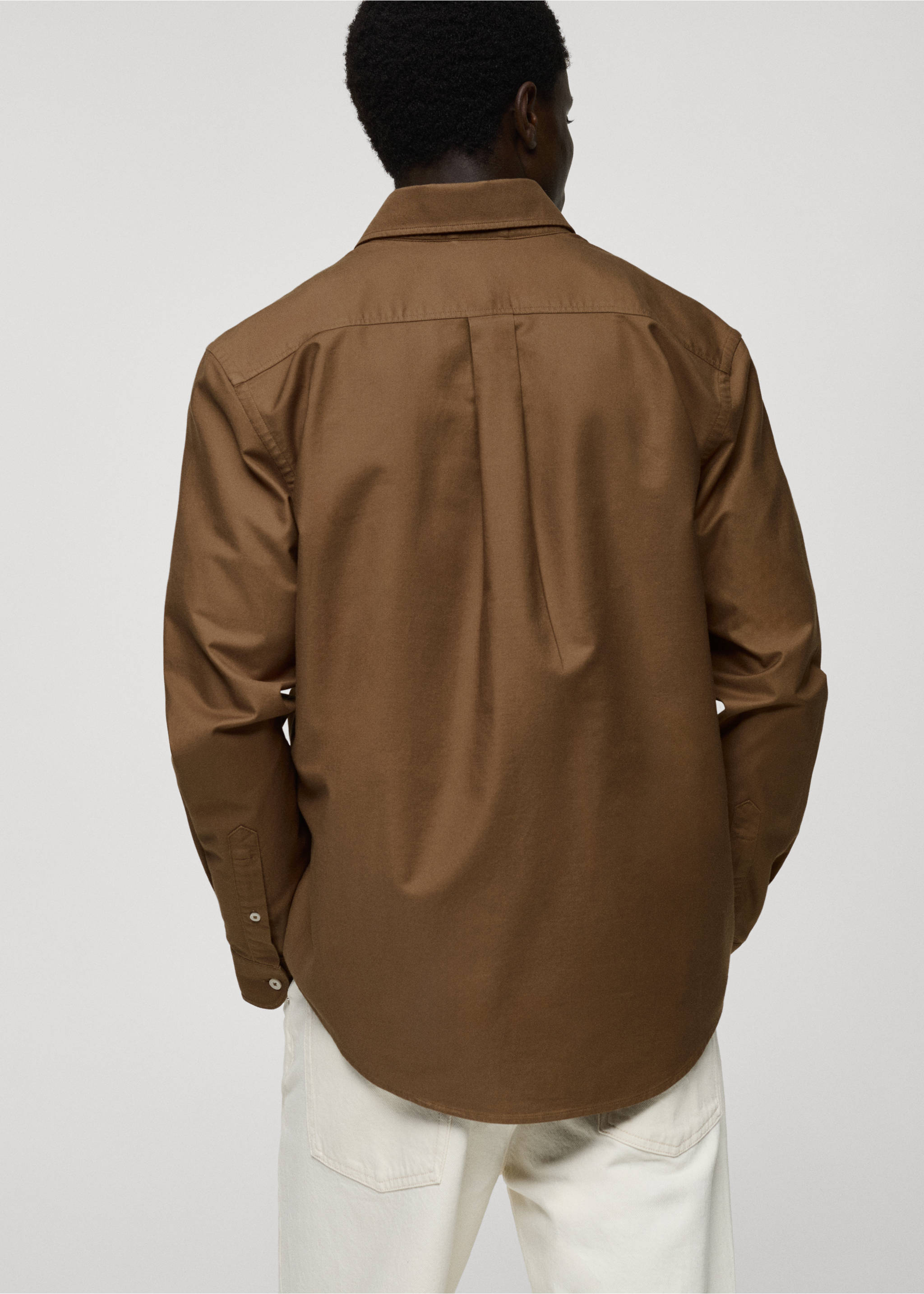 100% cotton Oxford shirt - Reverse of the article, Brown. Ref: 87000604-00.