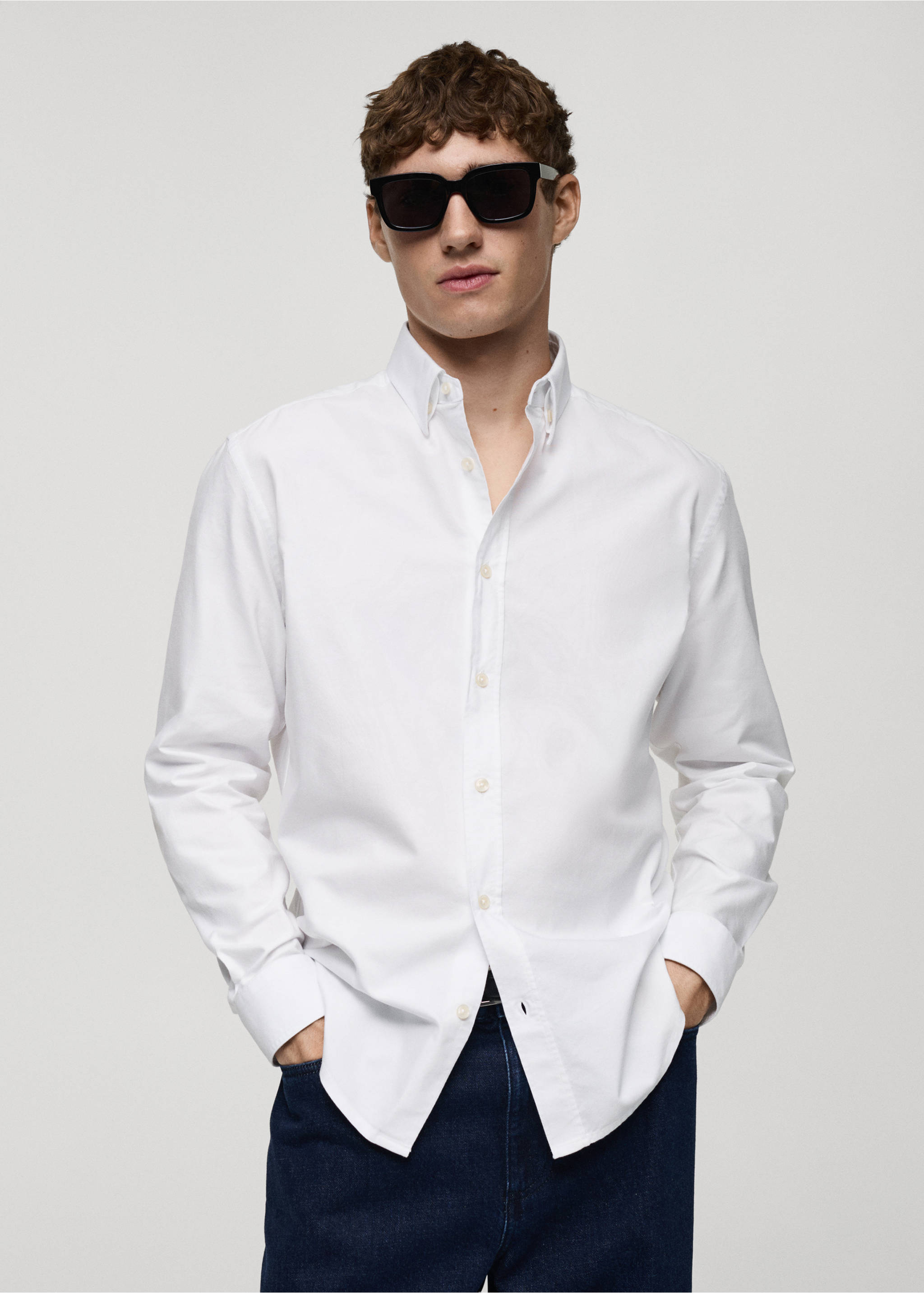 100% cotton Oxford shirt - Medium plane, White. Ref: 87000605-00.