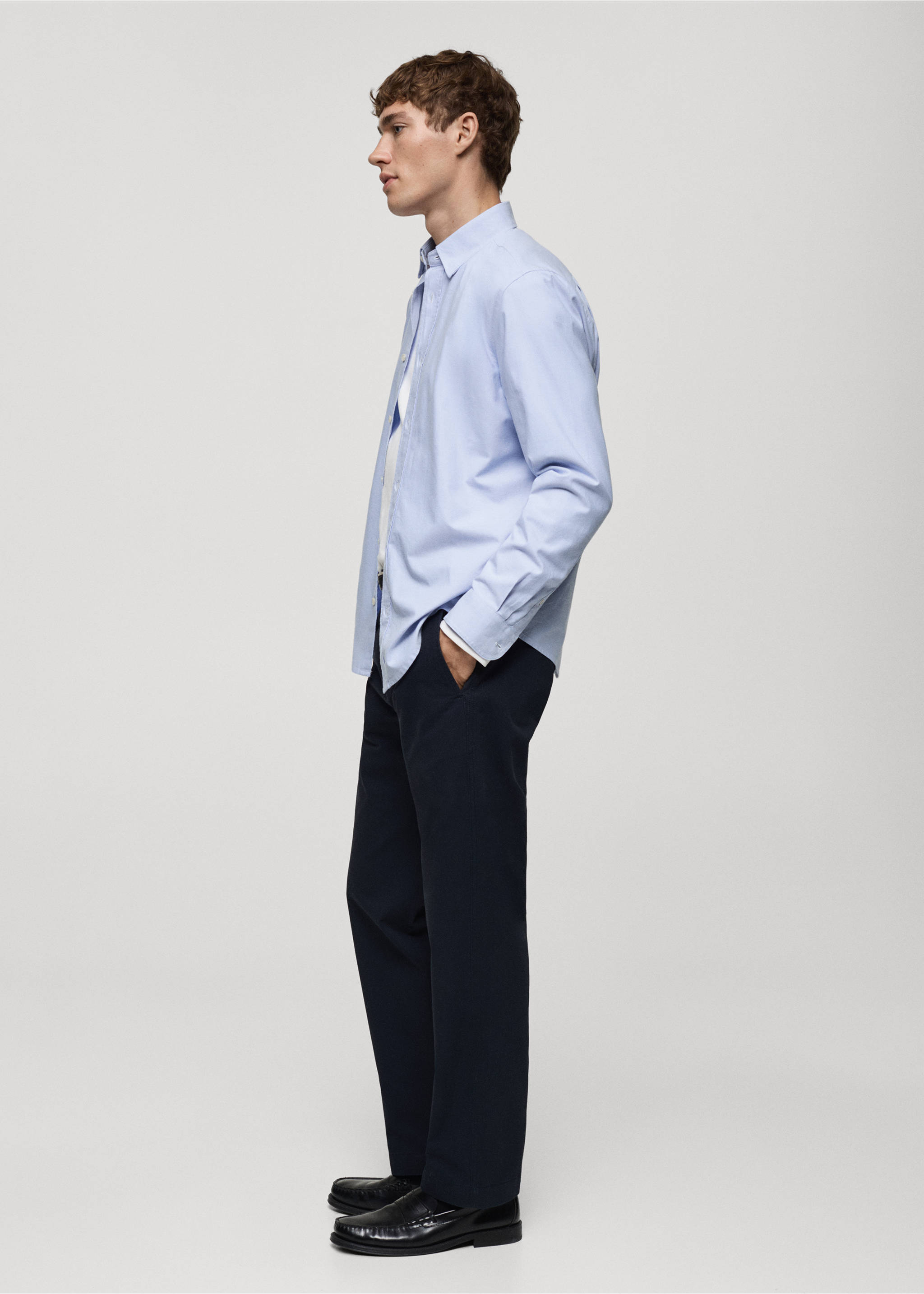 100% cotton Oxford shirt - Details of the article 2, Sky Blue. Ref: 87000605-00.