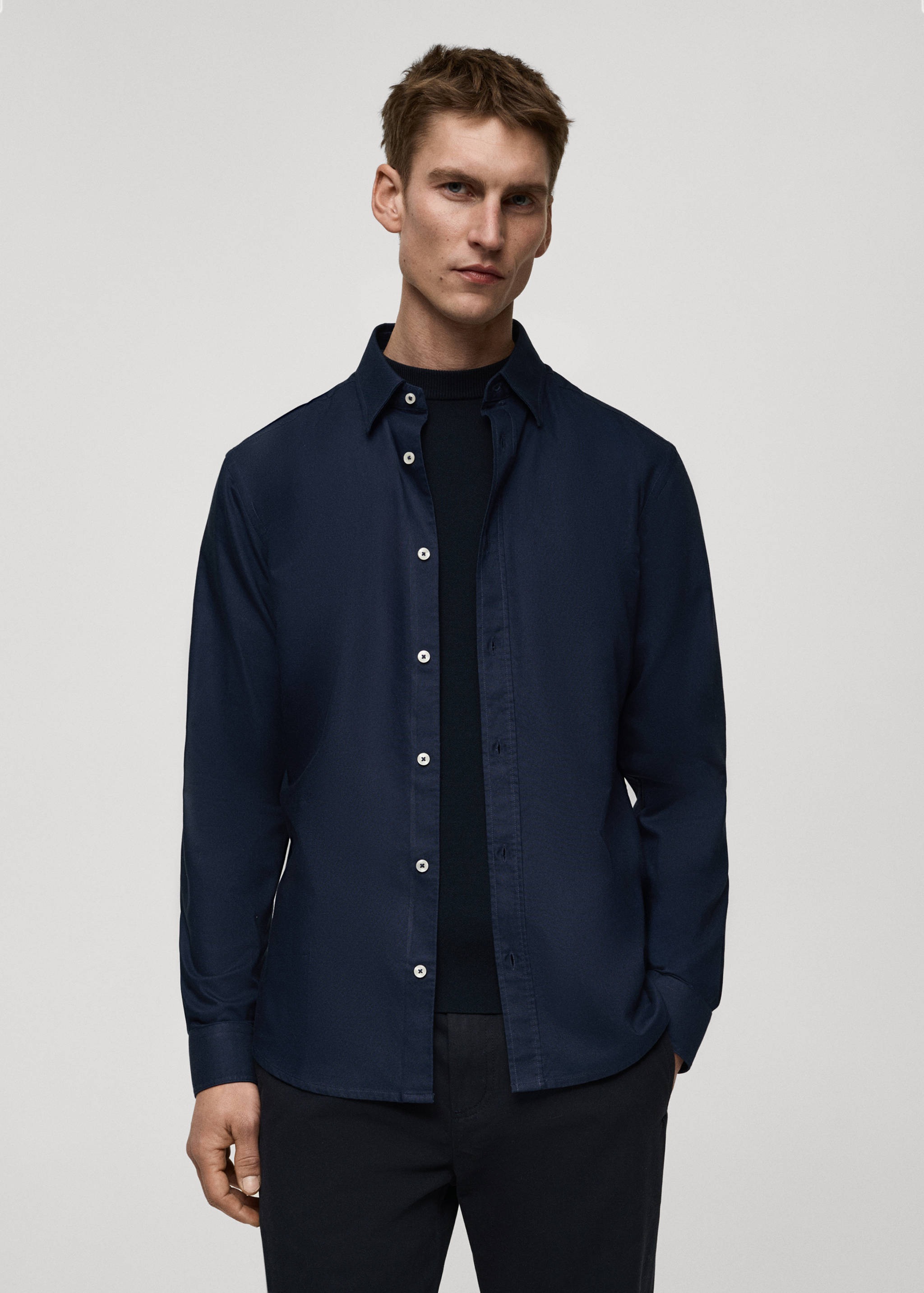 Camisa de Oxford de 100% lã - Plano médio