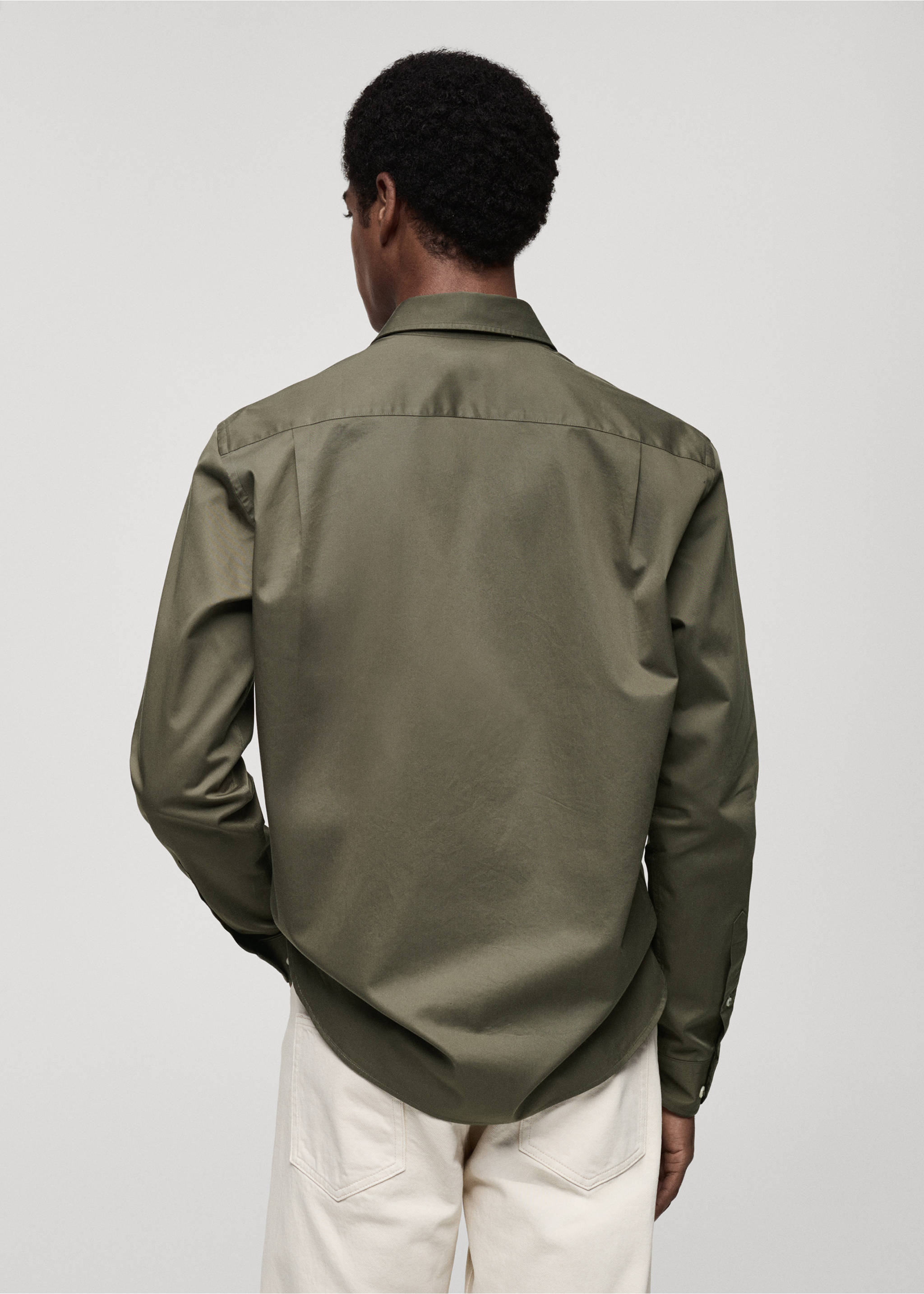 100% cotton regular fit shirt - Reverse of the article, Khaki. Ref: 87000606-00.