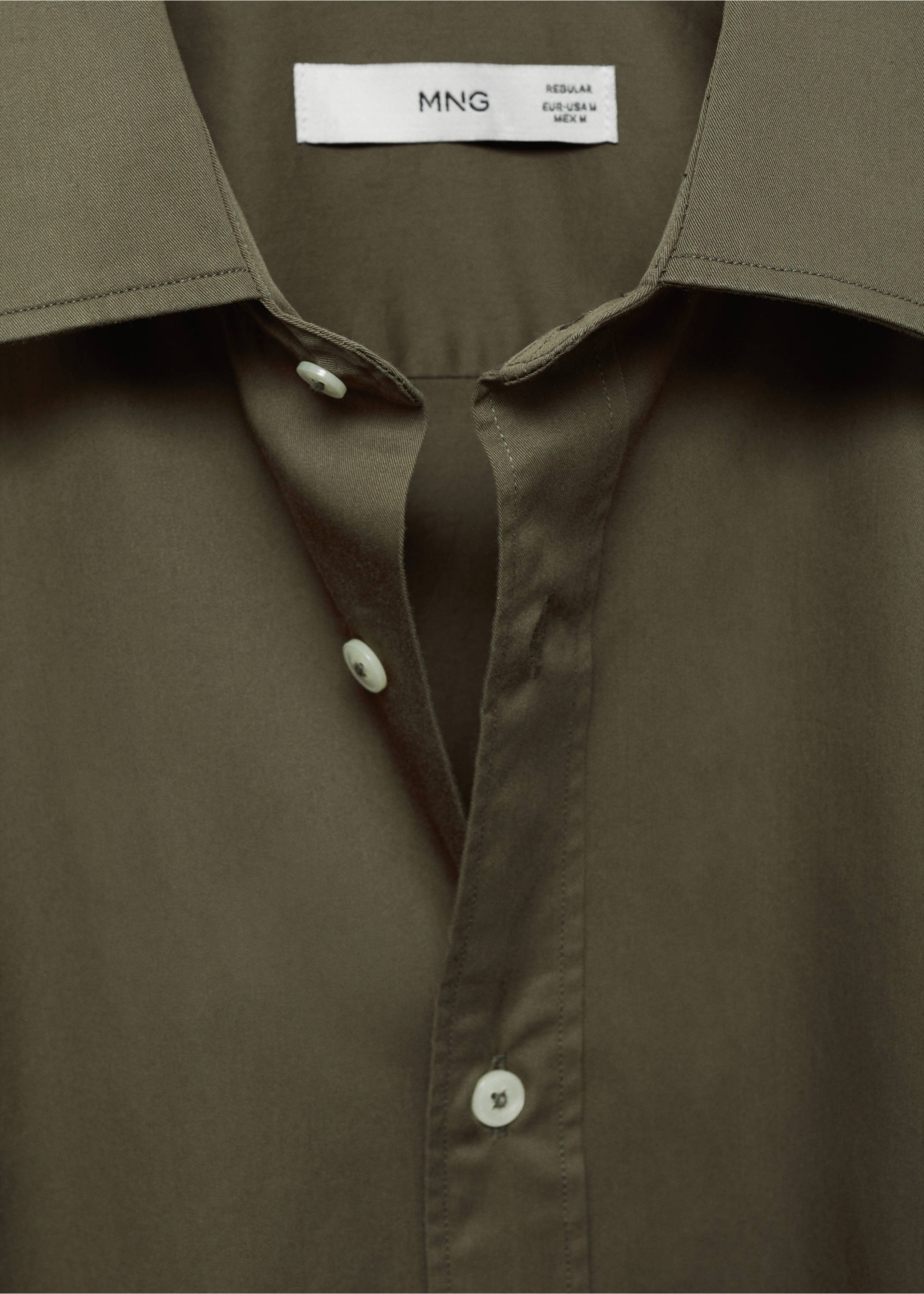 100% cotton regular fit shirt - Details of the article 8, Khaki. Ref: 87000606-00.