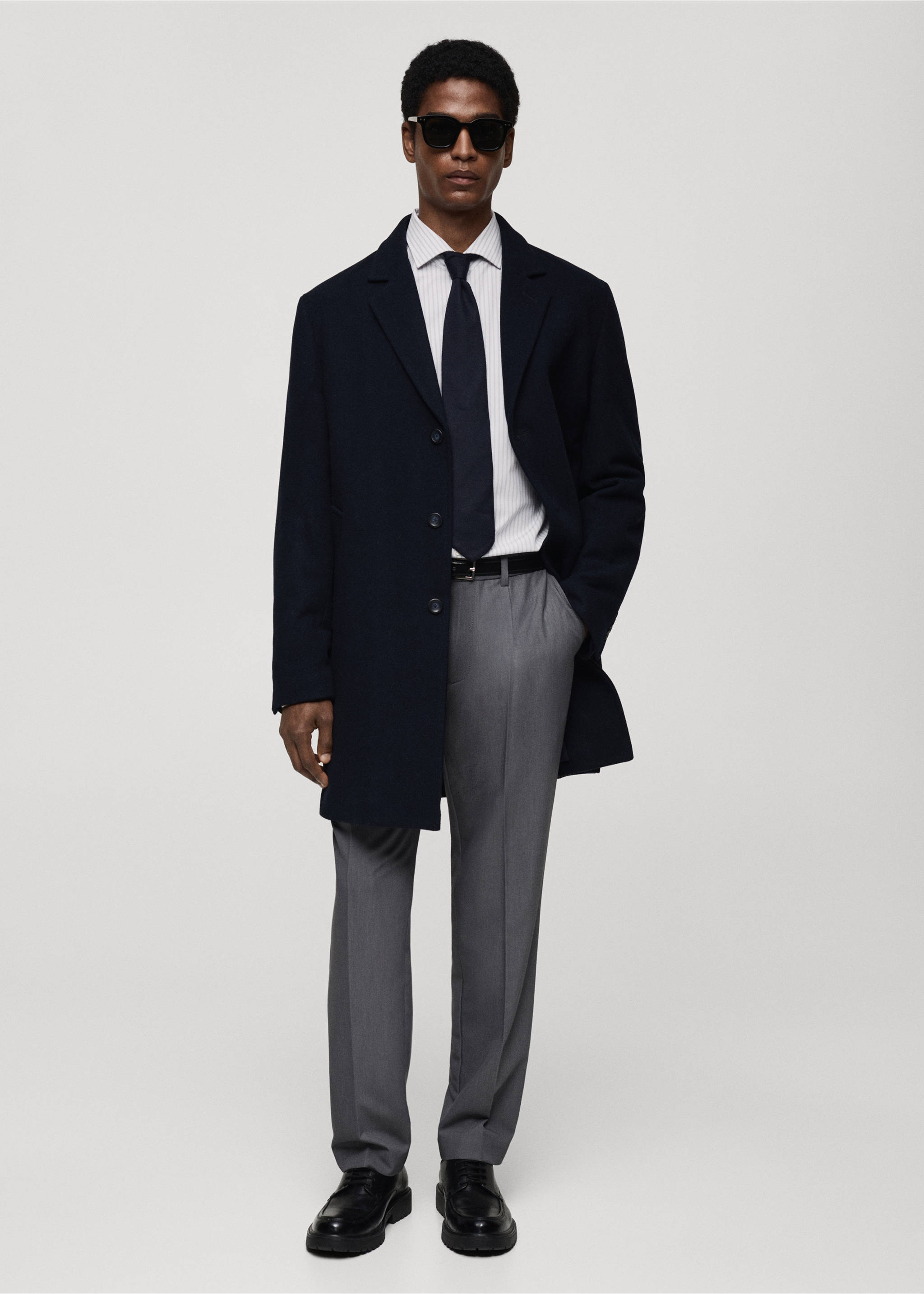 Camisa slim fit algodón rayas - Plano general, Blanco. Ref: 87000607-00.