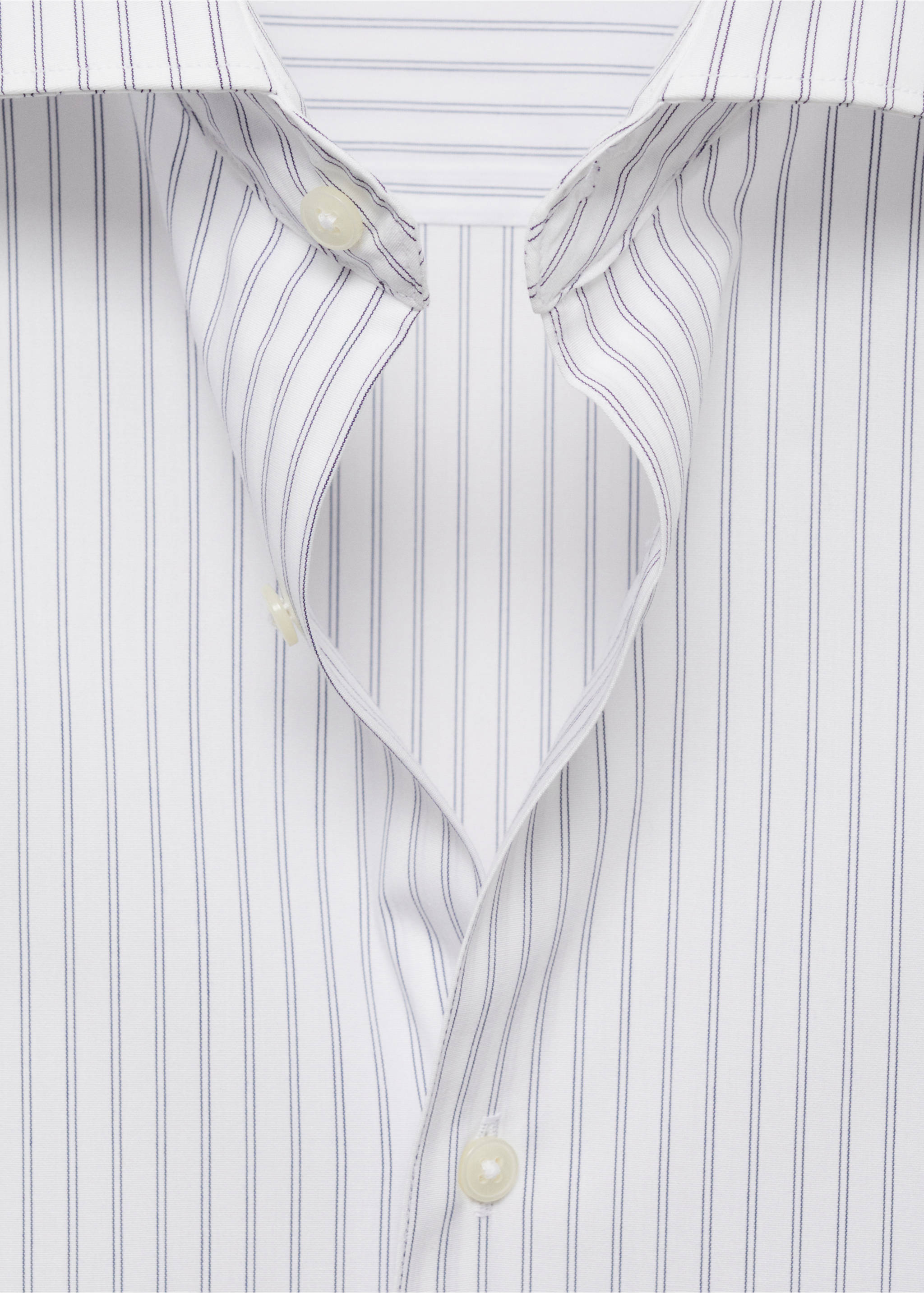 Camisa slim fit algodón rayas - Detalle del artículo 8, Blanco. Ref: 87000607-00.