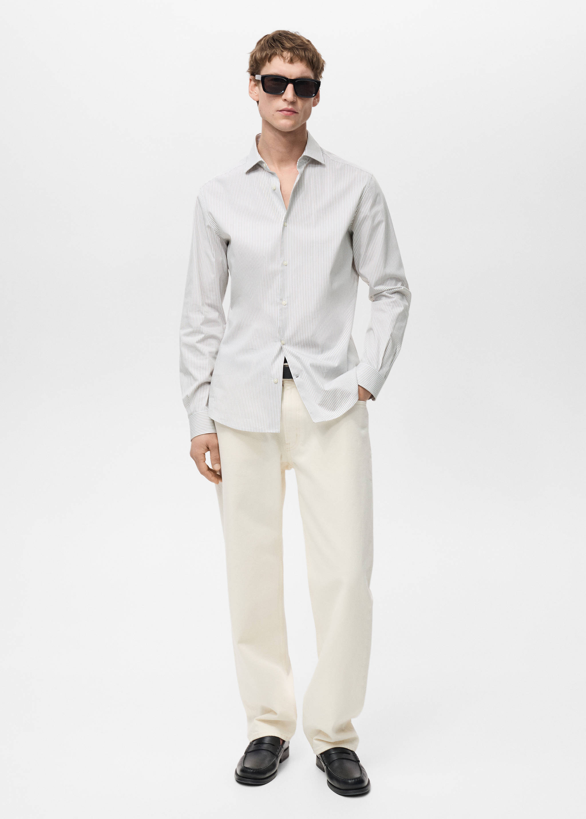 Slim fit striped cotton shirt - General plane