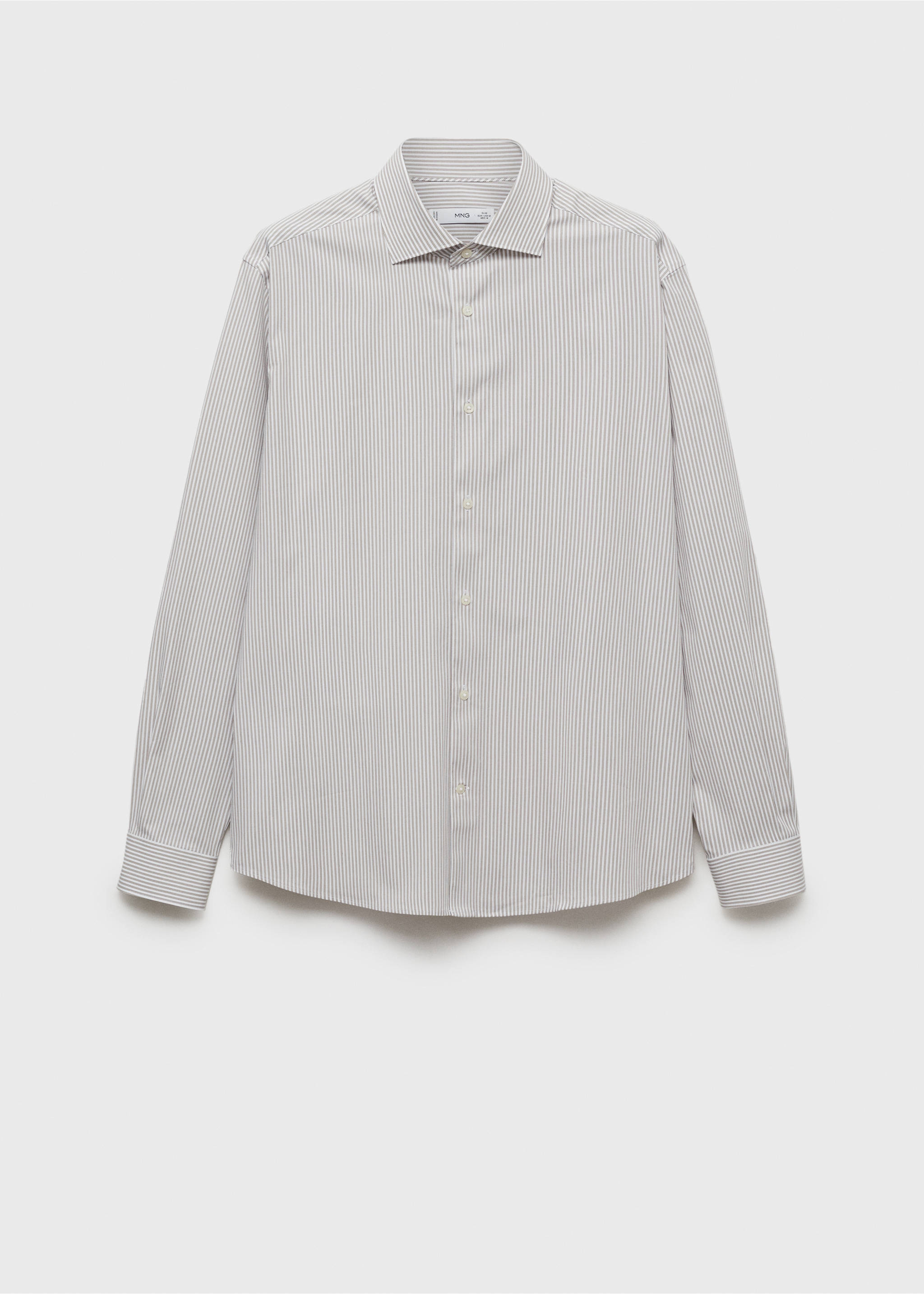 Slim fit striped cotton shirt - Article without model, Brown. Ref: 87000607-00.