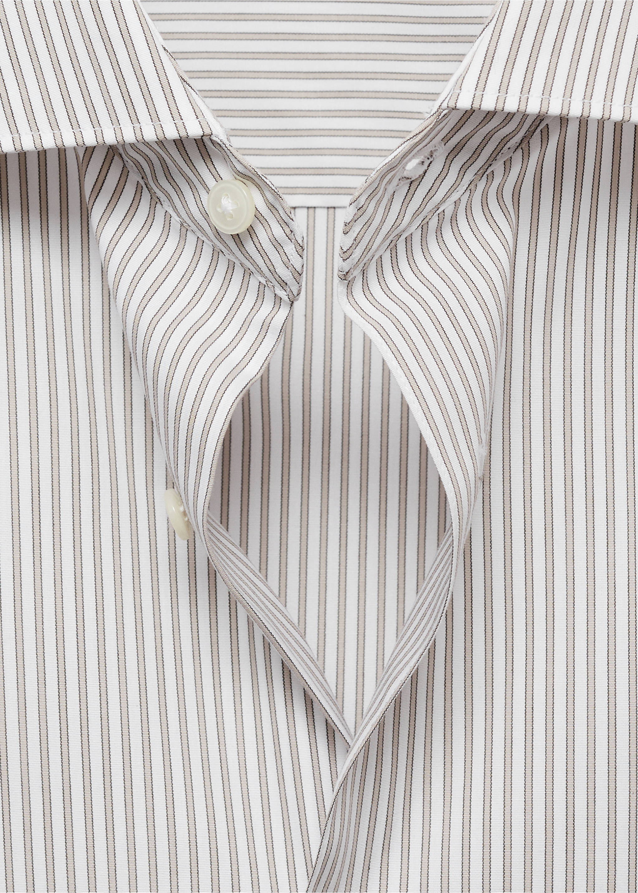 Slim fit striped cotton shirt - Details of the article 8, Brown. Ref: 87000607-00.