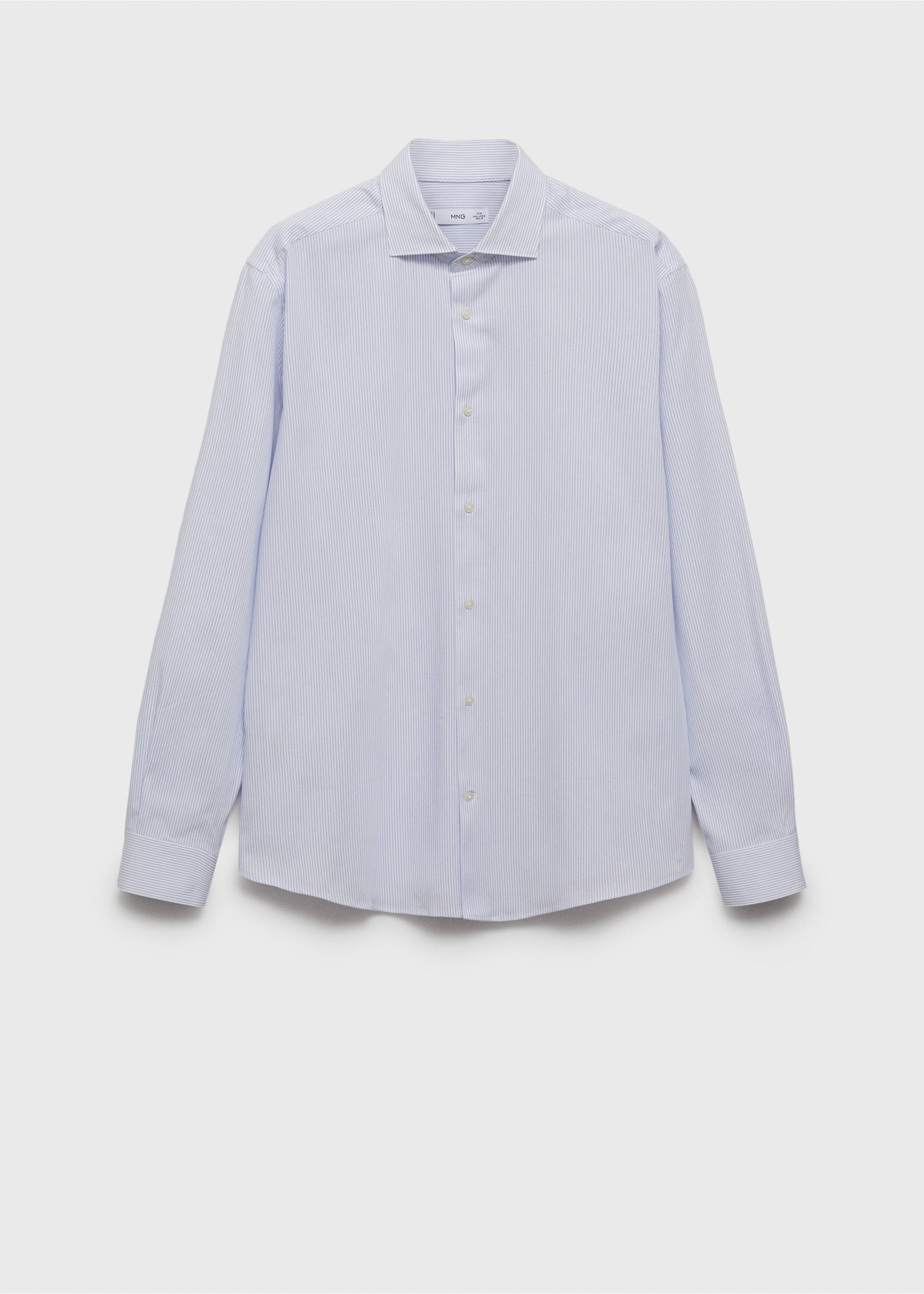 Slim fit striped cotton shirt - Article without model, Sky Blue. Ref: 87000607-00.
