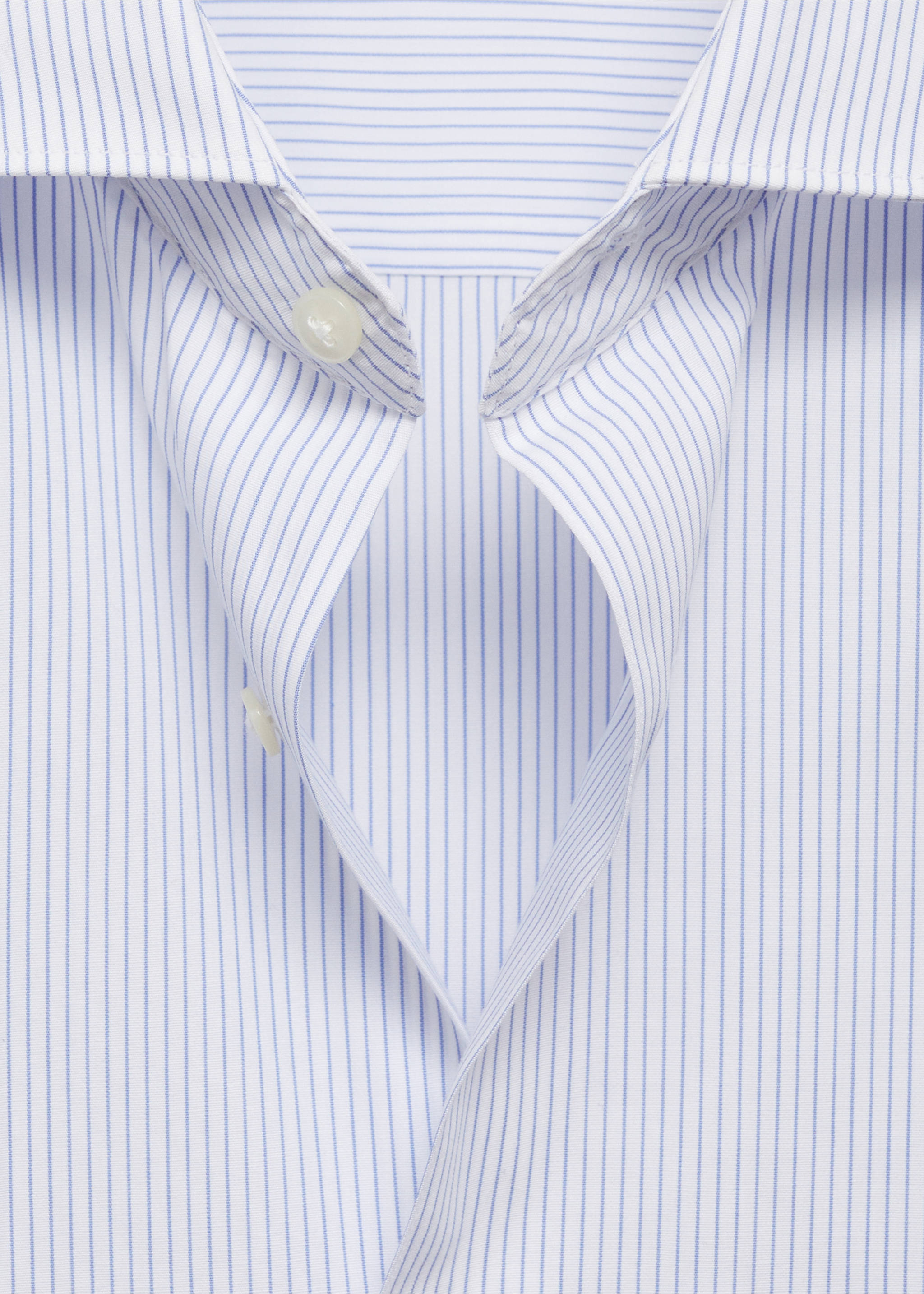 Slim fit striped cotton shirt - Details of the article 8, Sky Blue. Ref: 87000607-00.