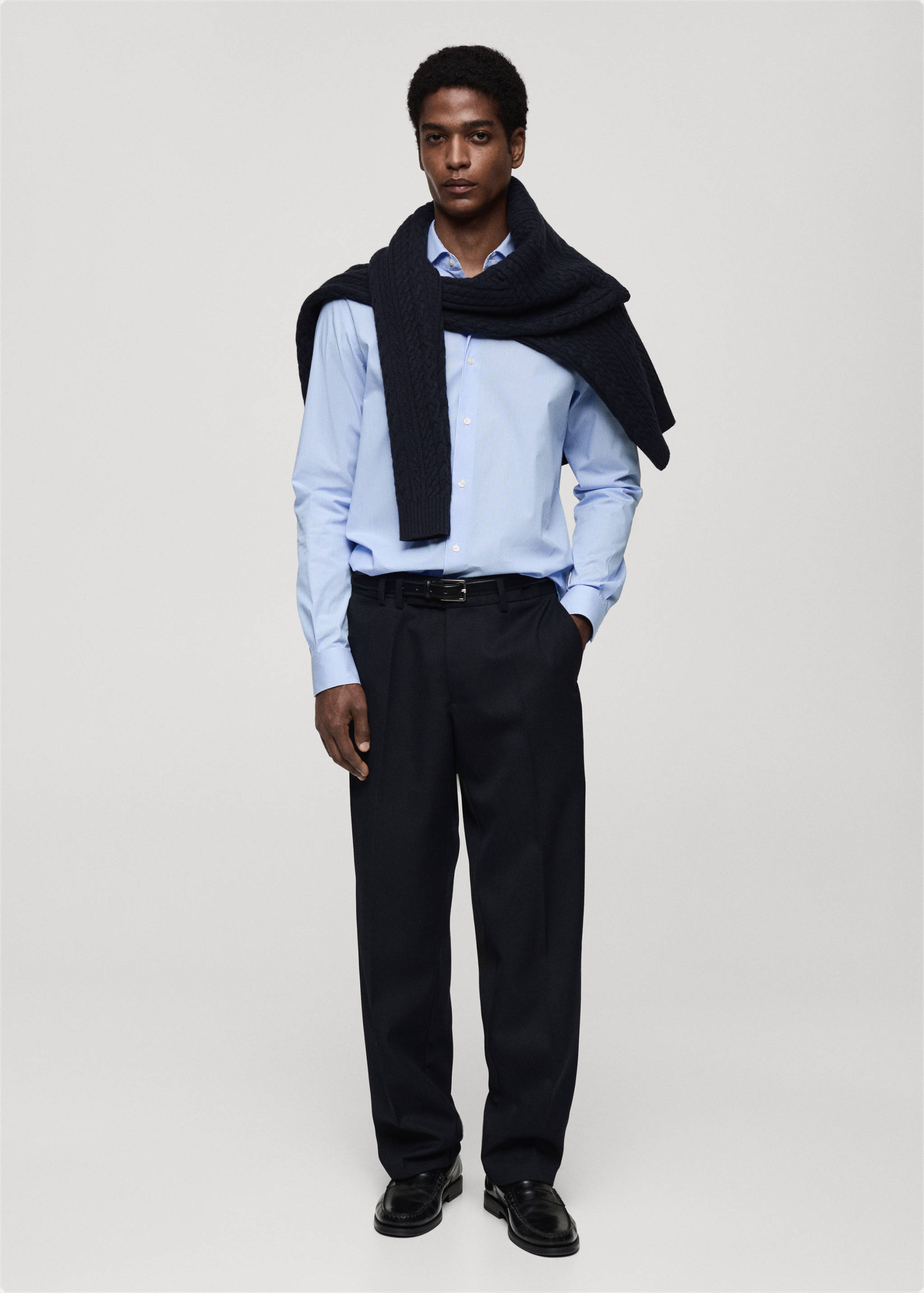 Slim fit striped cotton shirt - General plane