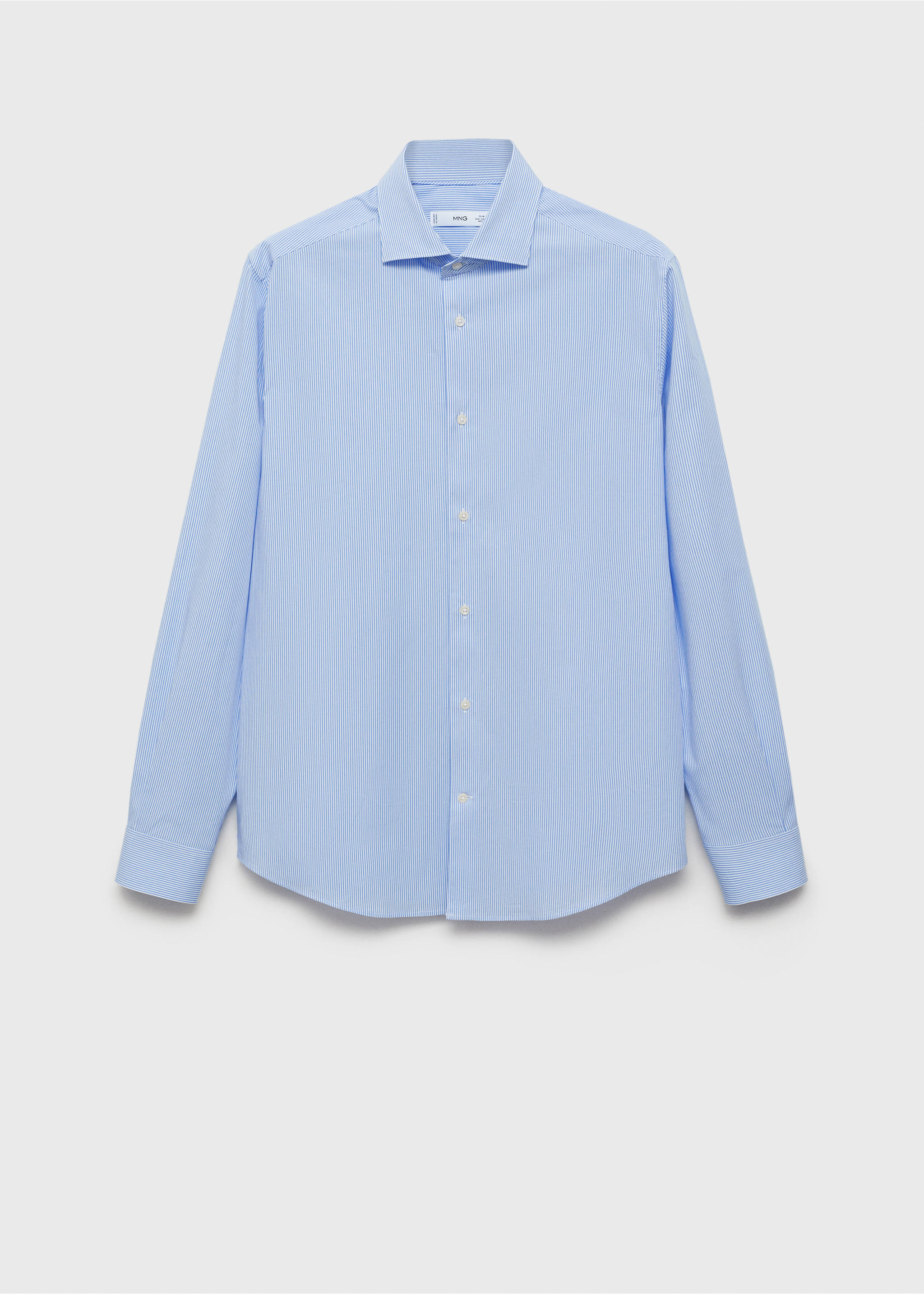Slim fit striped cotton shirt - Article without model, Blue. Ref: 87000607-00.