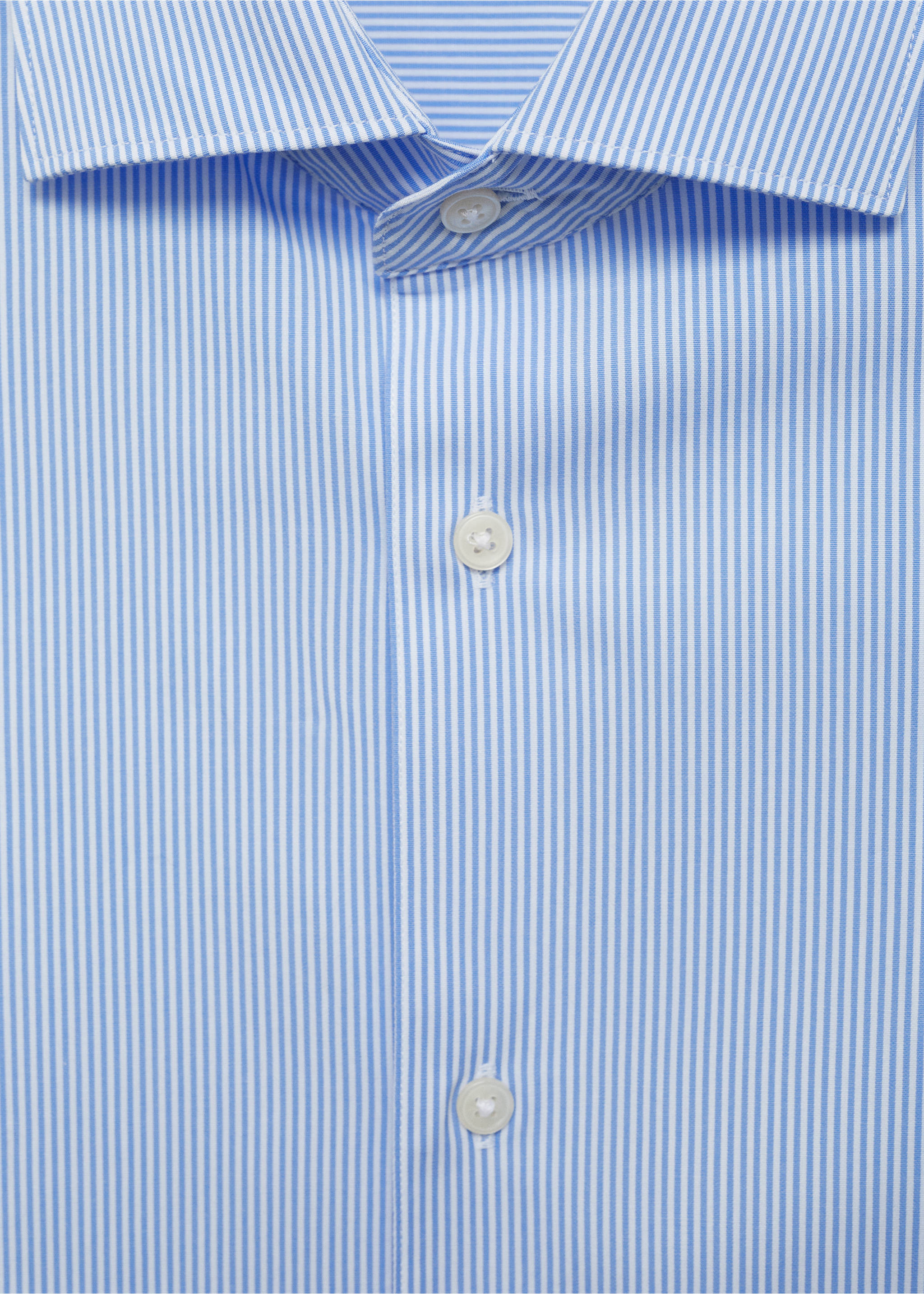 Slim fit striped cotton shirt - Details of the article 8, Blue. Ref: 87000607-00.