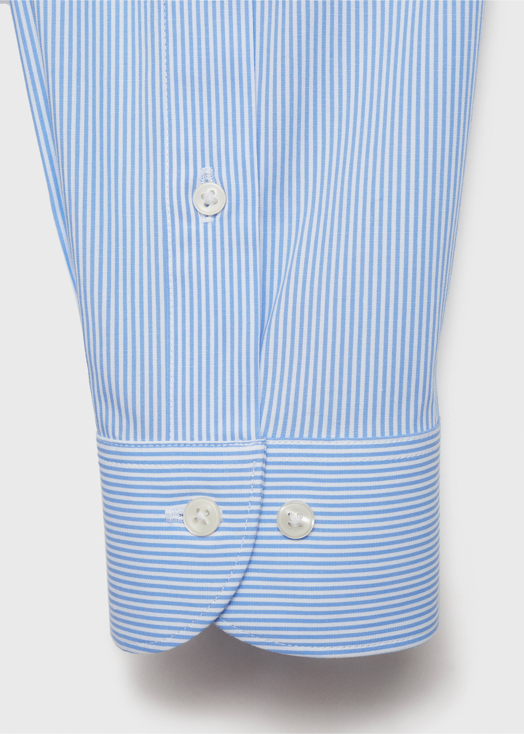 Slim fit striped cotton shirt - Details of the article 0, Blue. Ref: 87000607-00.