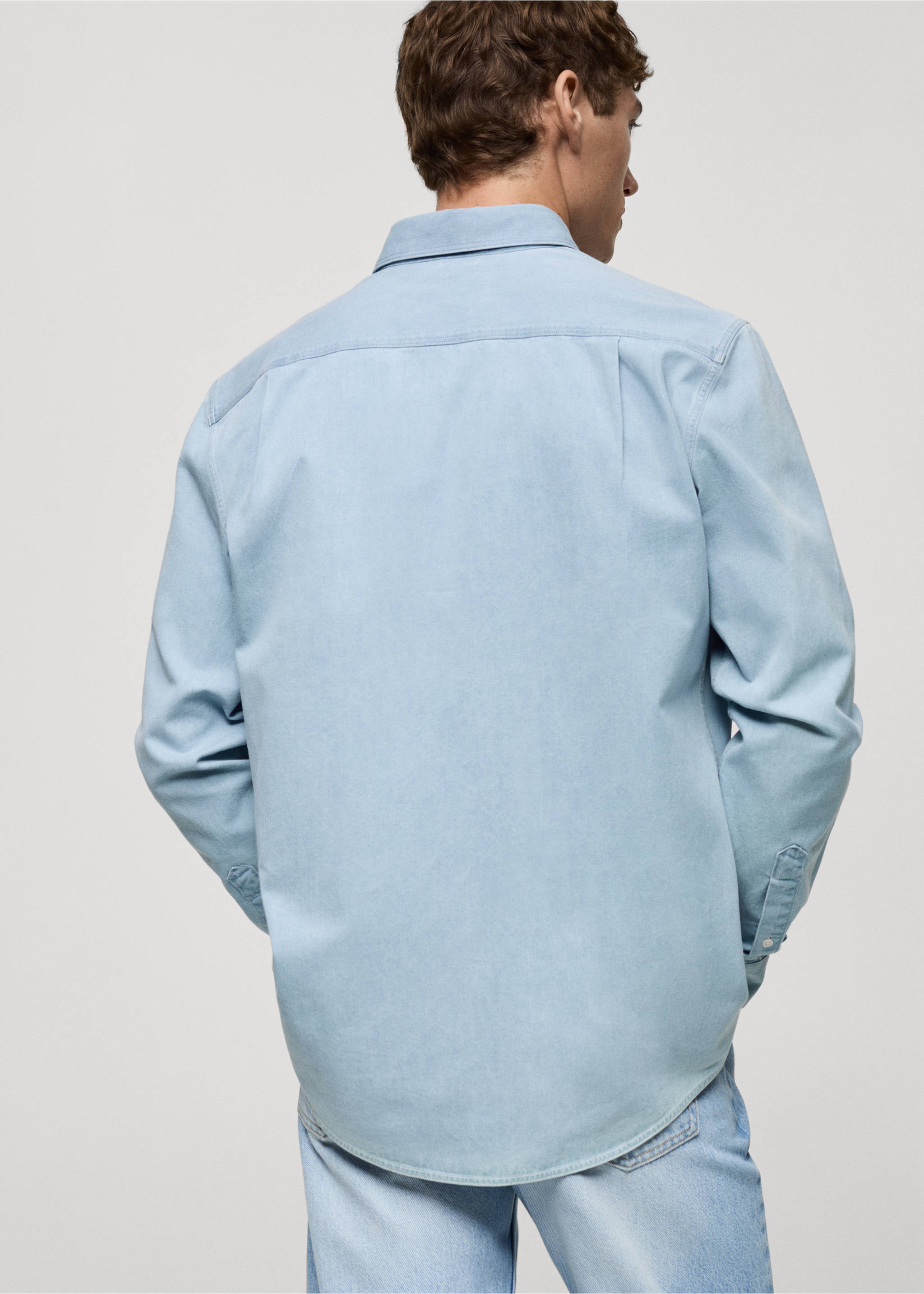 100% cotton denim shirt - Reverse of the article, Light Blue. Ref: 87000609-00.