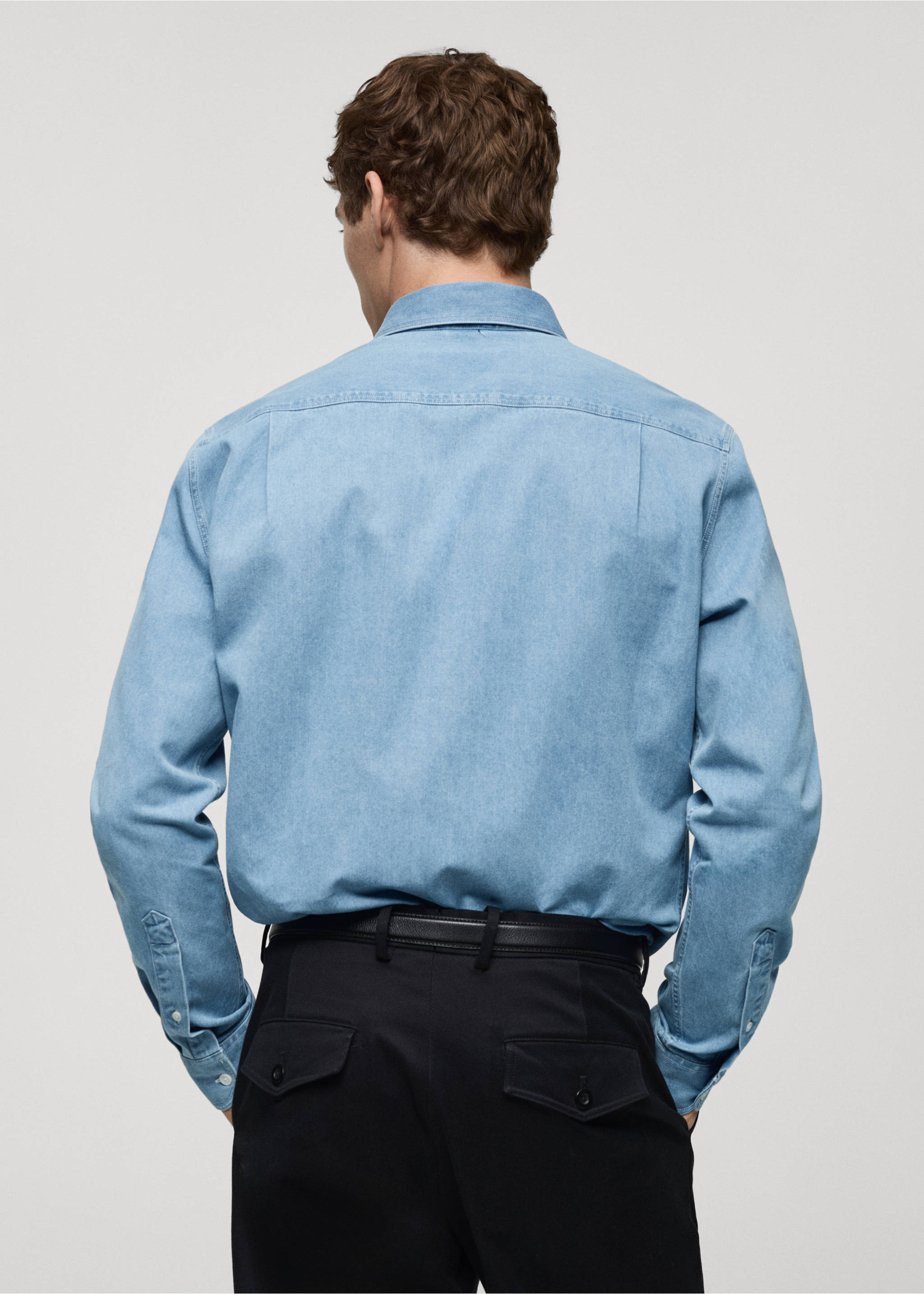 100% cotton denim shirt - Reverse of the article, Medium Blue. Ref: 87000609-00.
