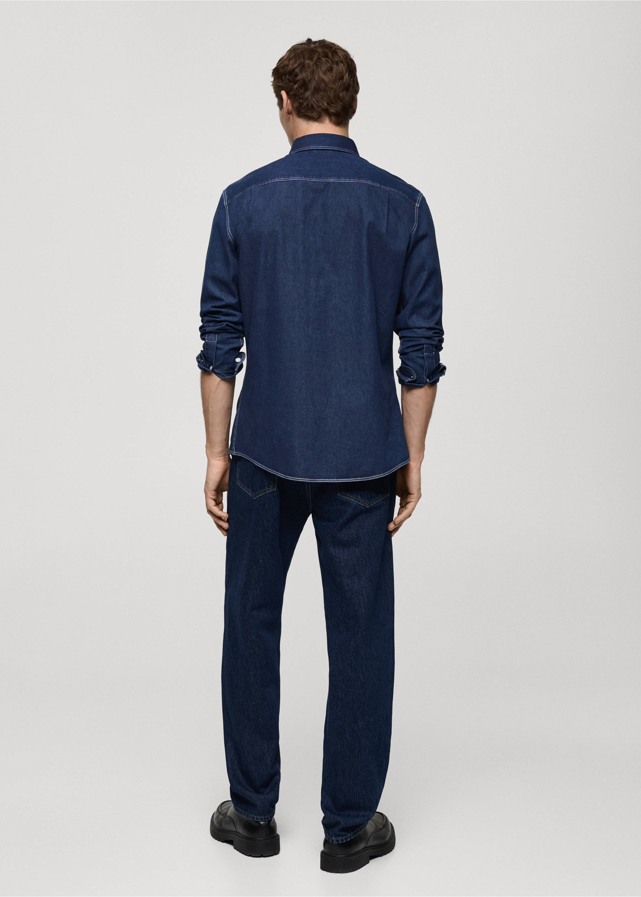 Camisa texana 100% cotó - Revers de l'article, Blau fosc. Ref: 87000609-00.