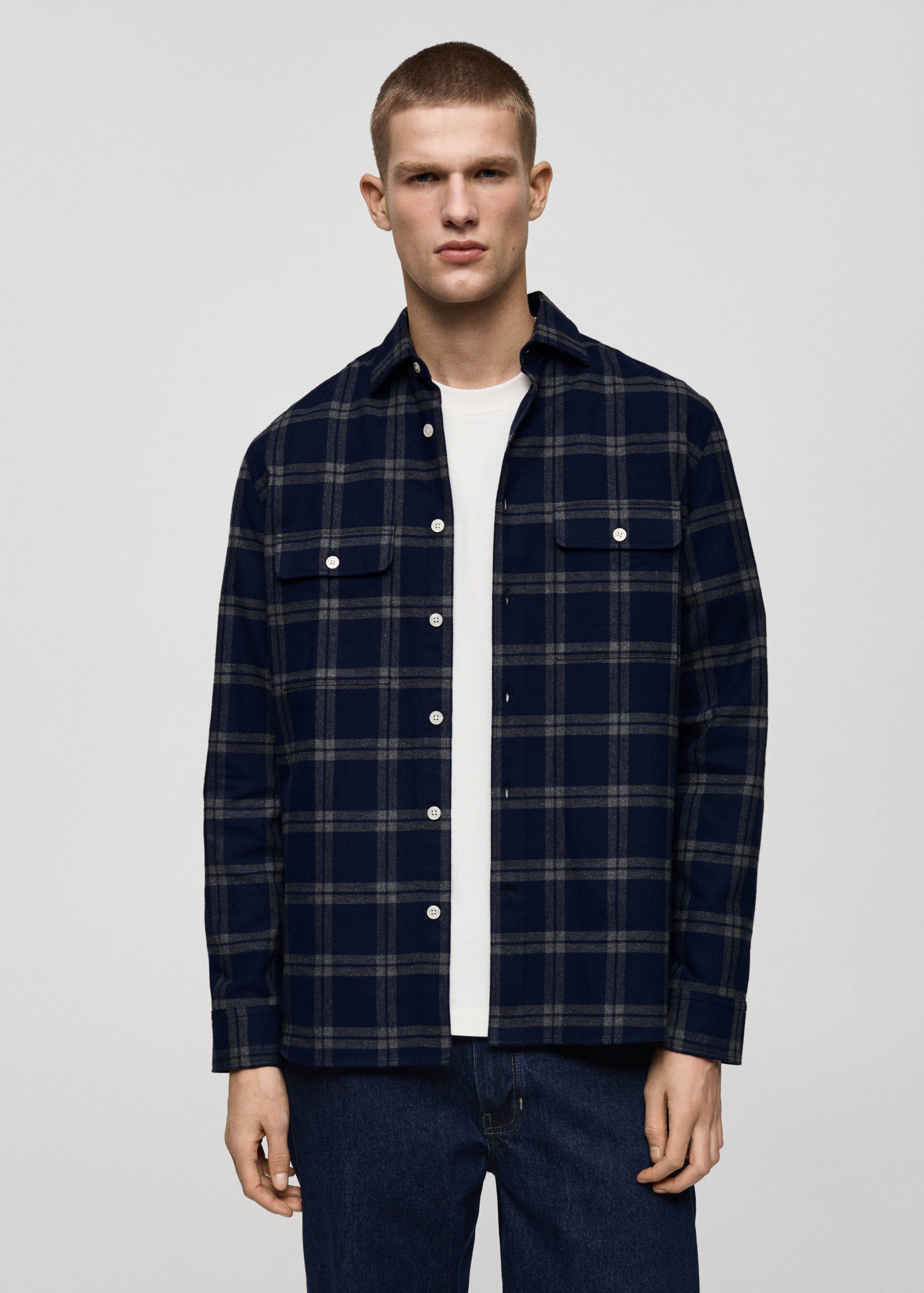 100% cotton flannel check overshirt - Medium plane