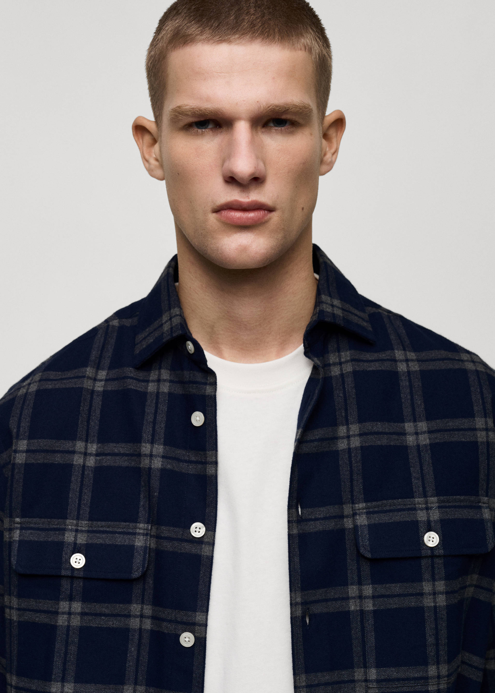 100% cotton flannel check overshirt - Details of the article 1